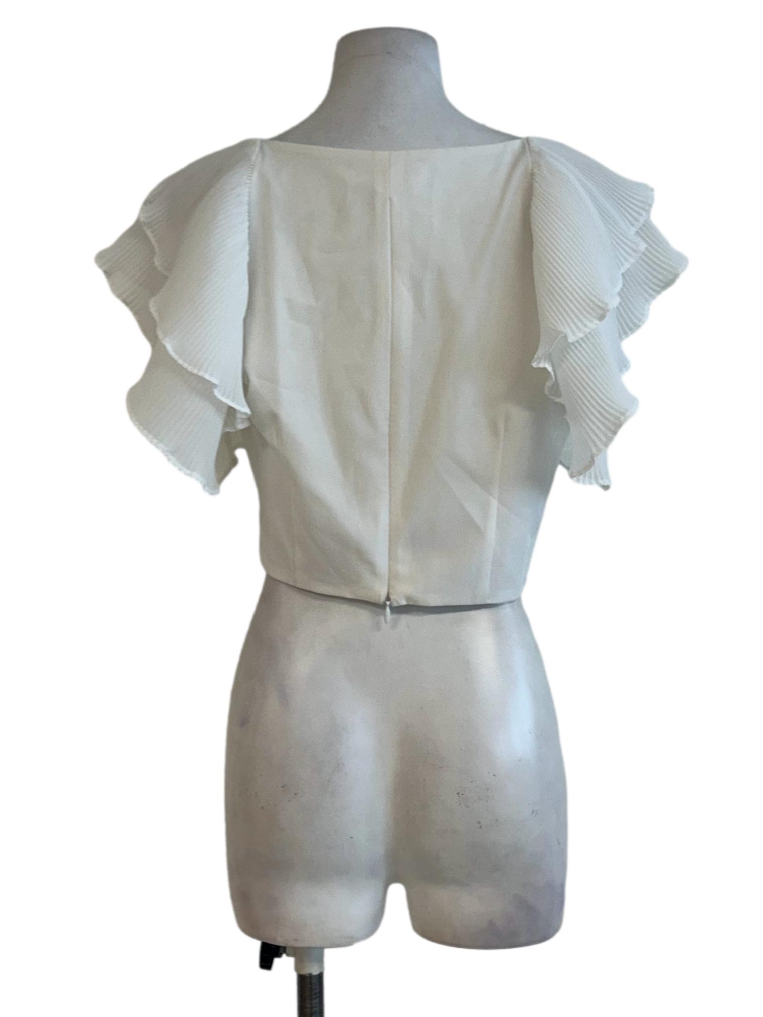 Ivory White Ruffled Sleeves Top