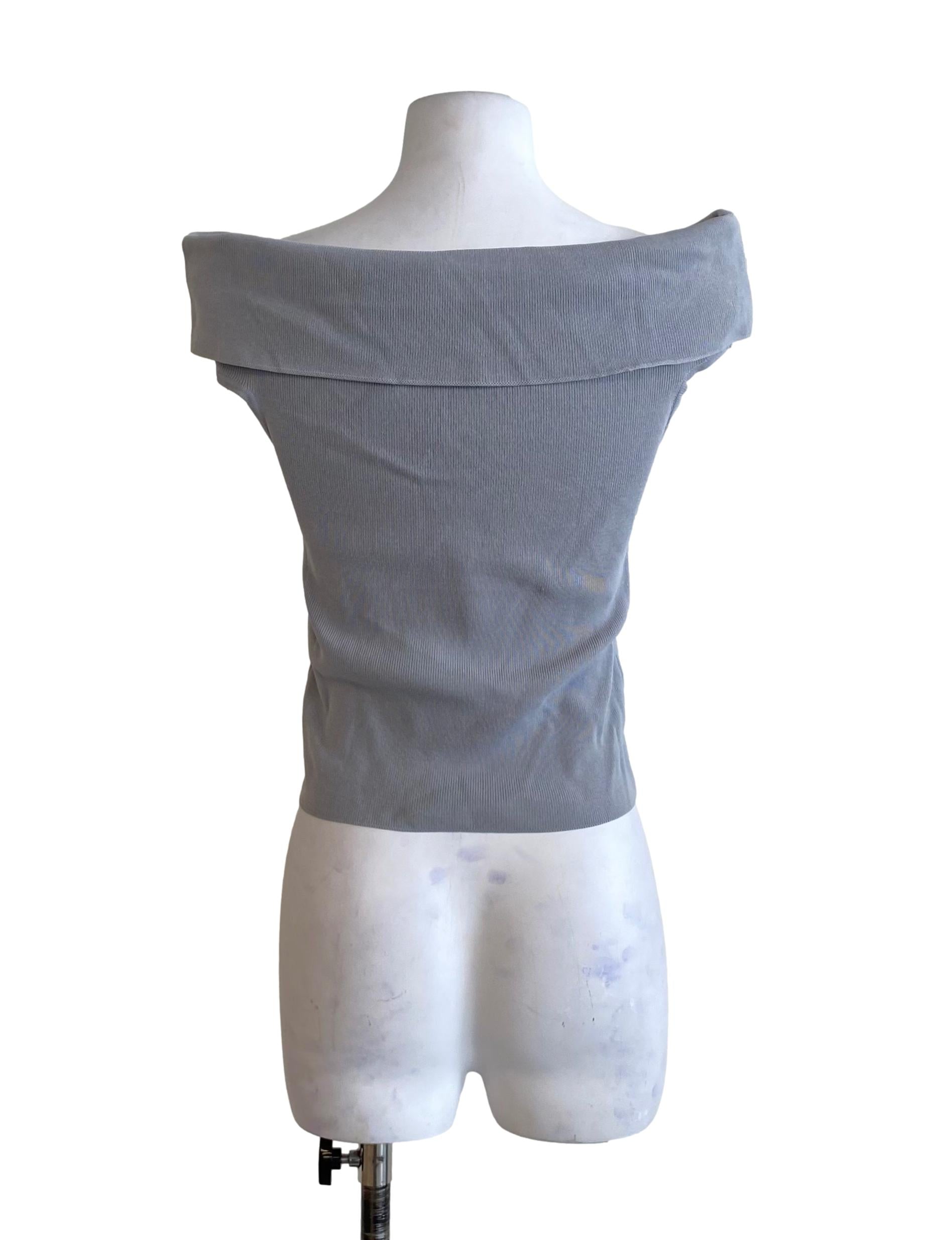 Dusty Blue Off Shoulder Top