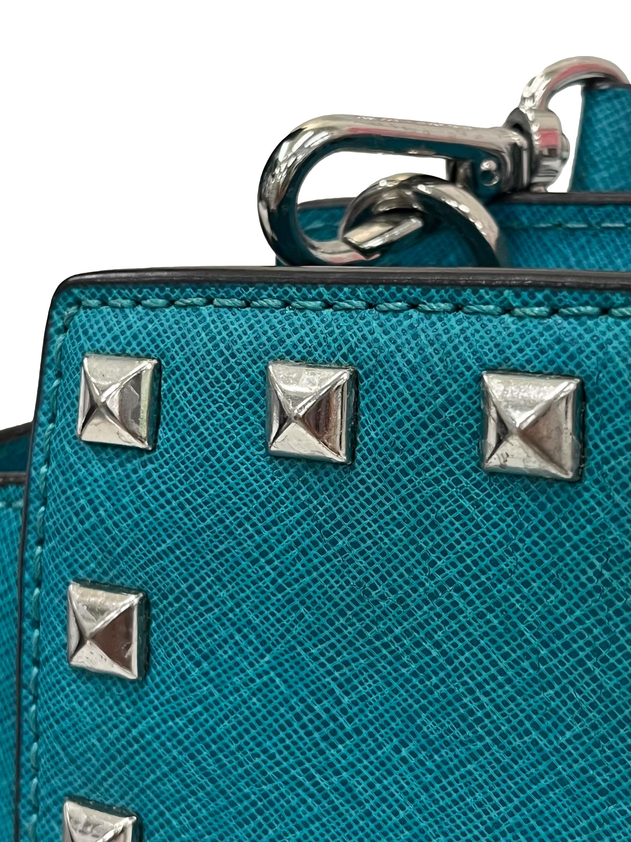 Teal Blue Selma Studded Saffiano Feather Crossbody Bag CSN