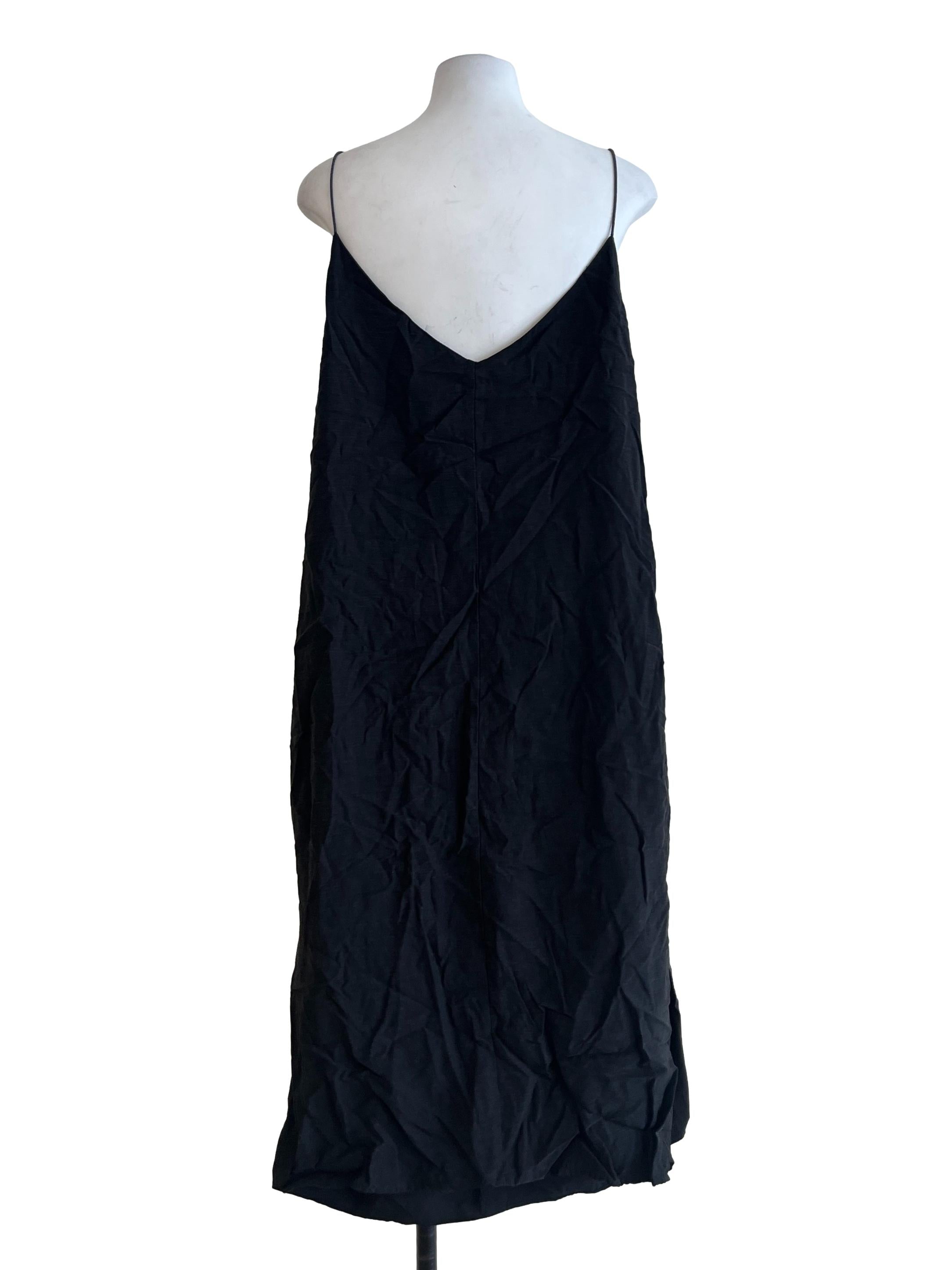 Black Linen Slip Dress OSN