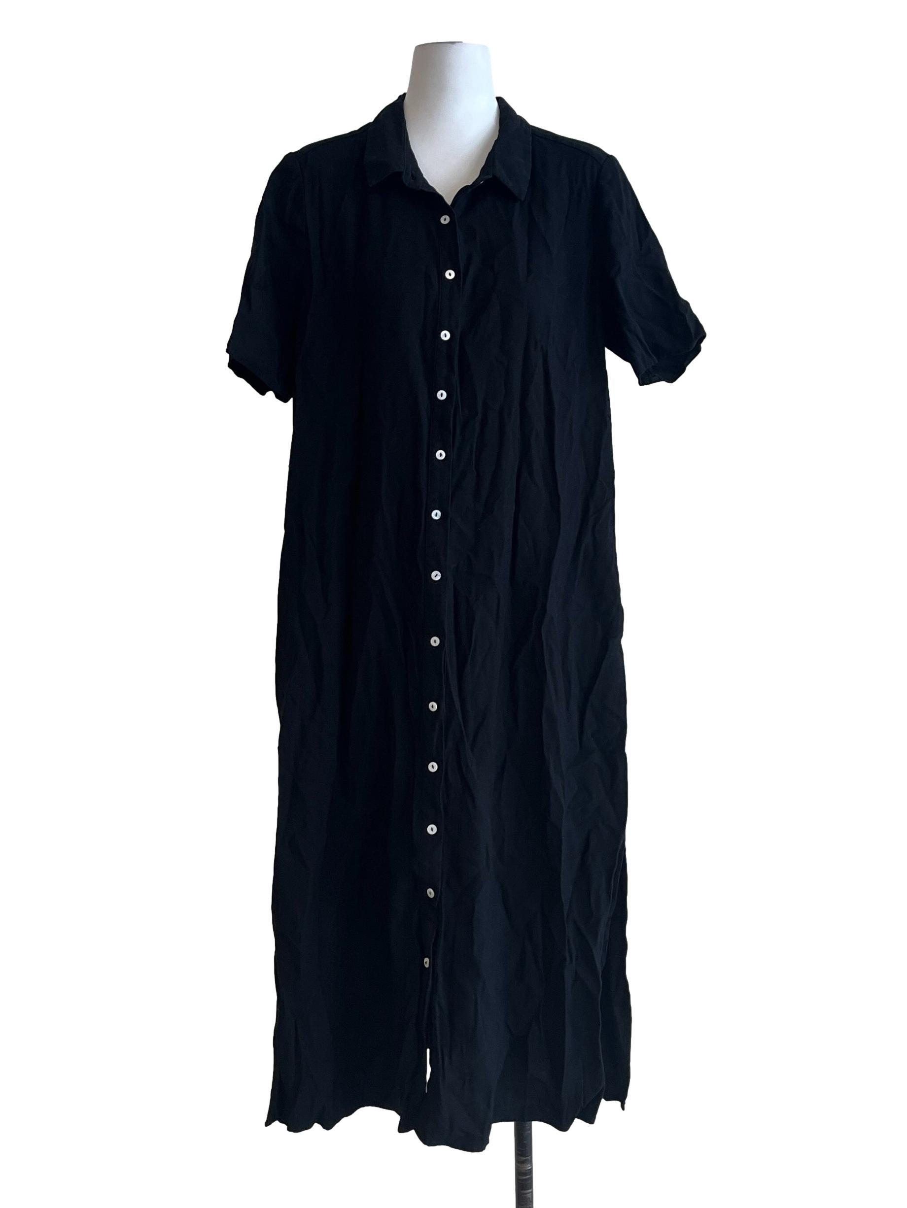 Black Button-Down Midi Dress OSN