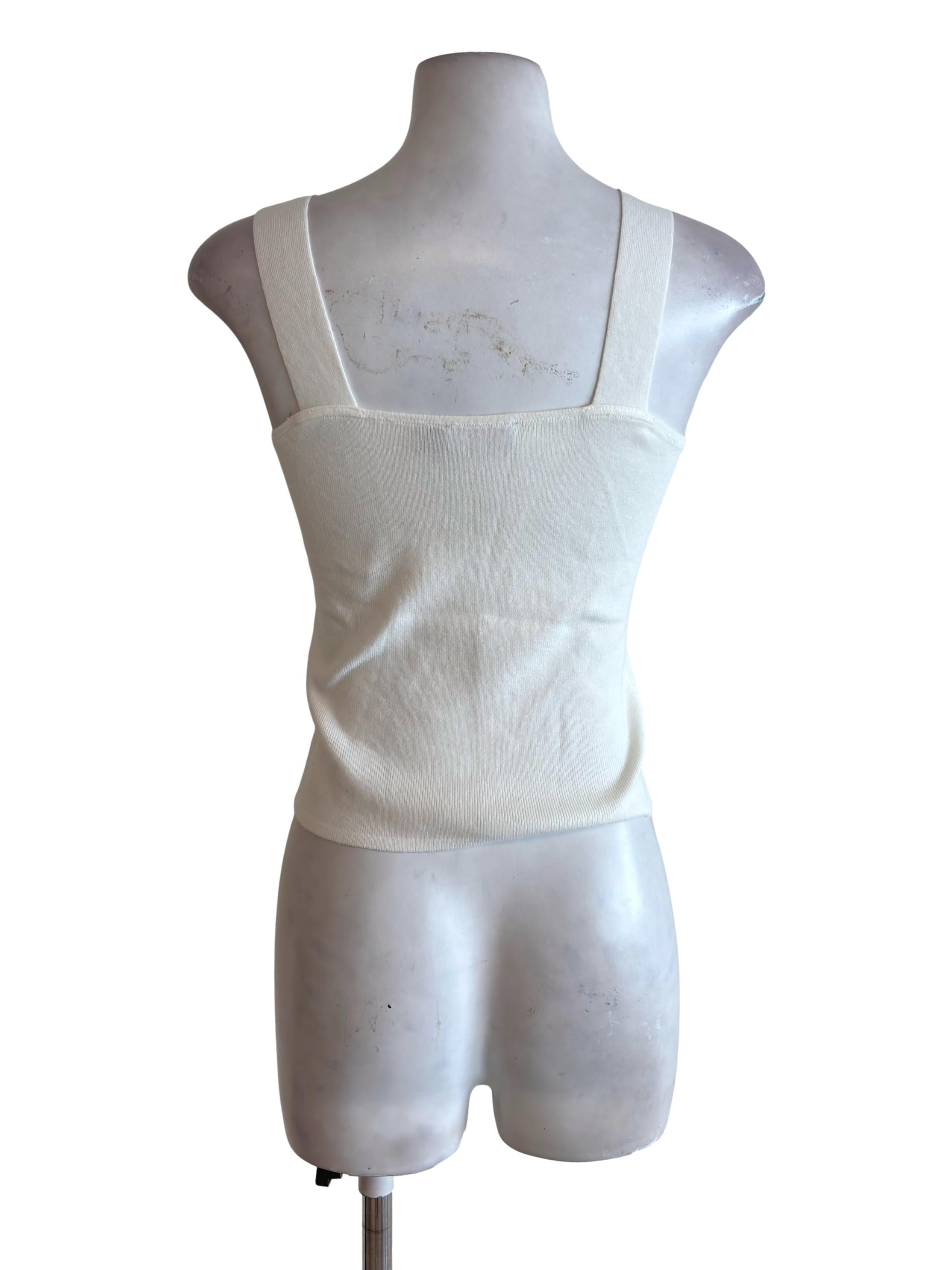 White Square Neck Rib Knit Tank Top TCL