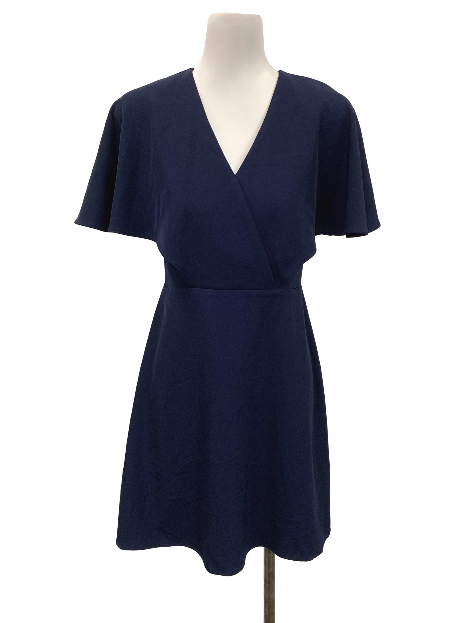 Love Bonito Blue V Neck Flutter Sleeve Dress | REFASH