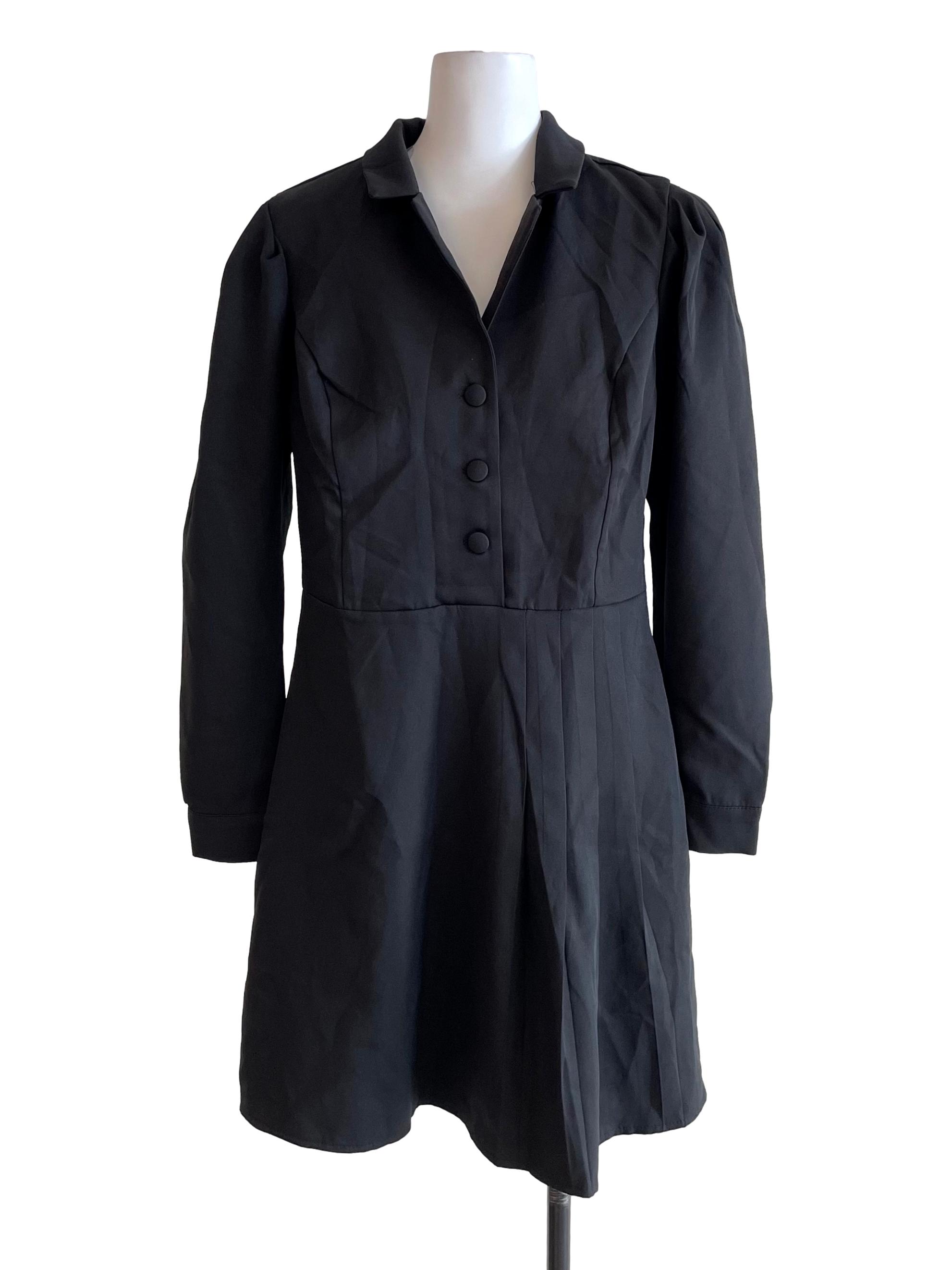 Black Mutton Sleeves Shirt Dress