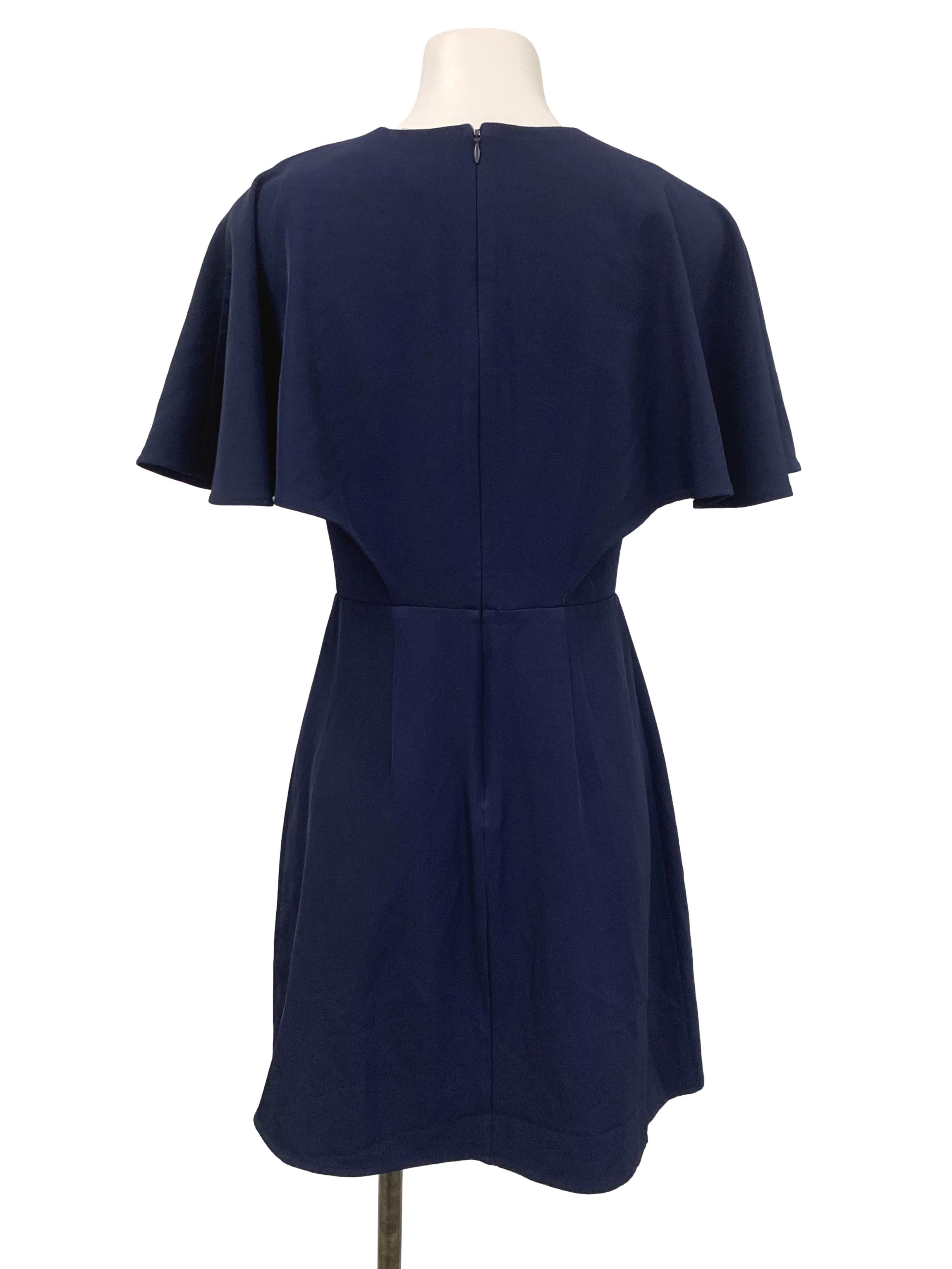 Love Bonito Blue V Neck Flutter Sleeve Dress | REFASH