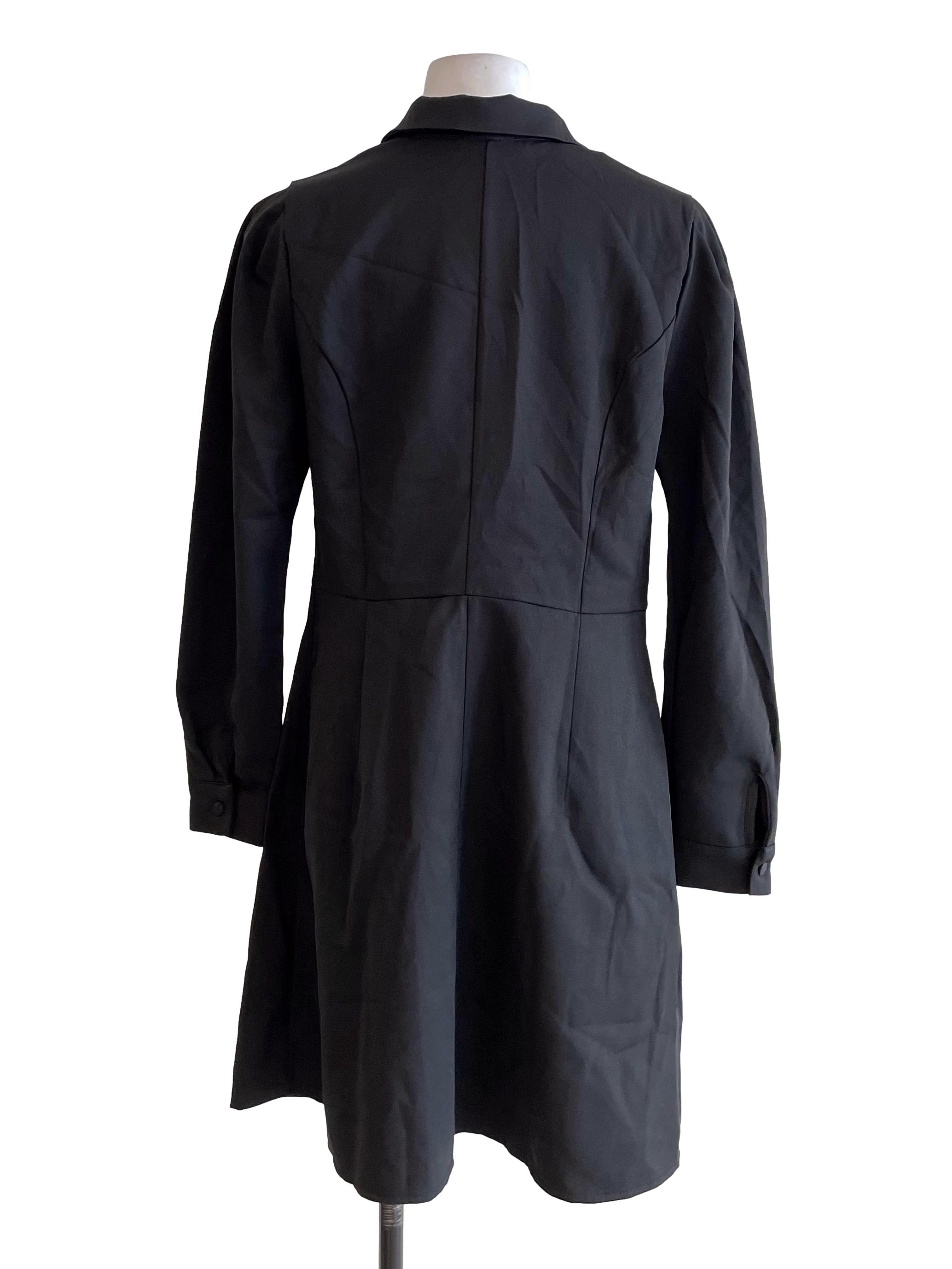 Black Mutton Sleeves Shirt Dress