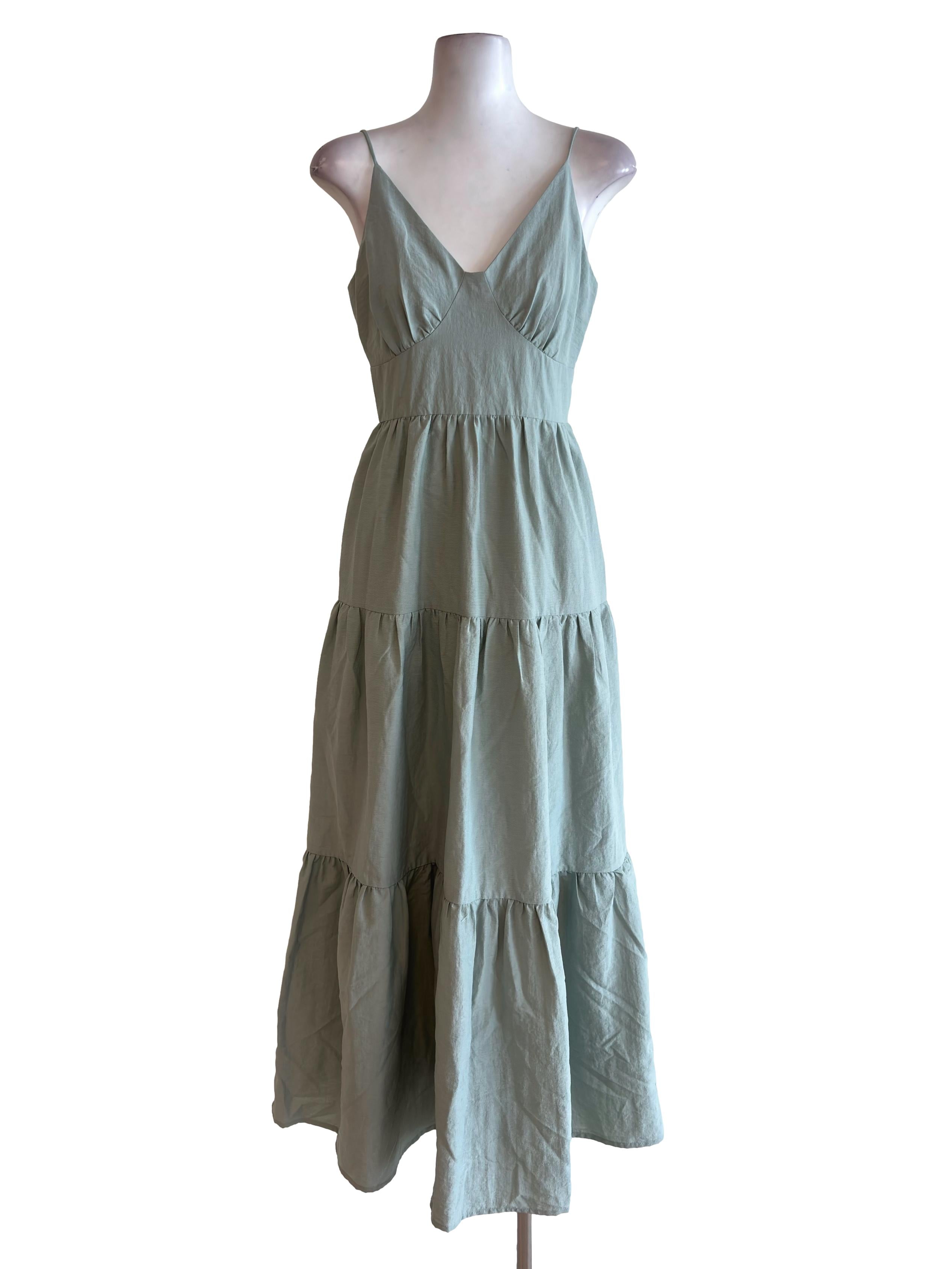 Sage Green Tiered Maxi Dress LB