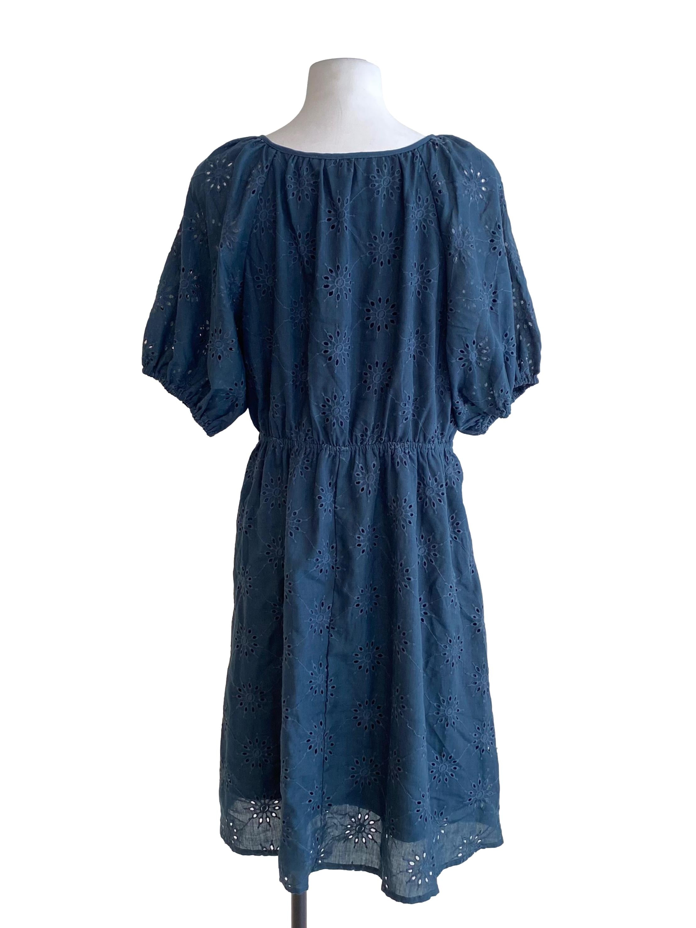 Peacock Blue Eyelet Wrap Dress