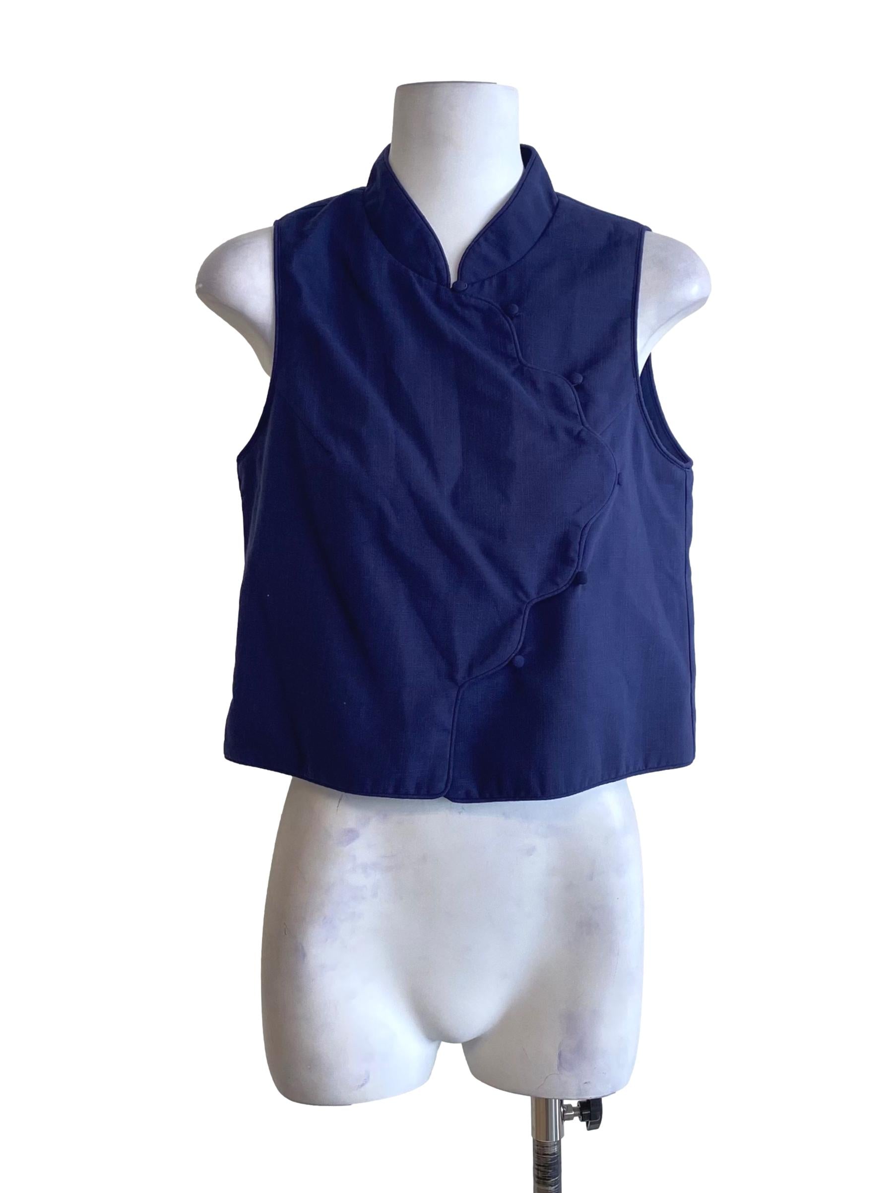 Royal Blue Button Down Sleeveless Top