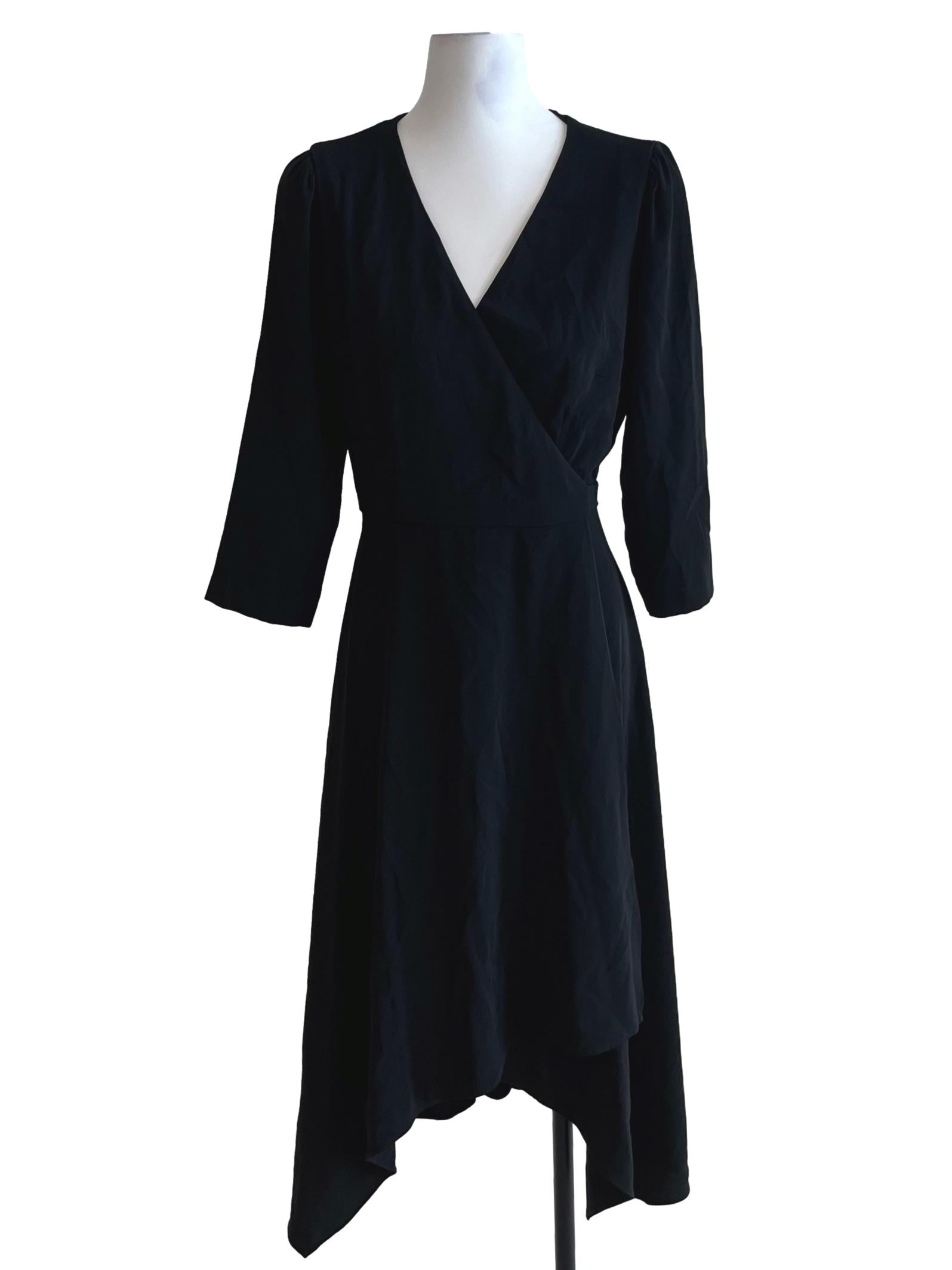 Black V-Neckline Wrap Dress