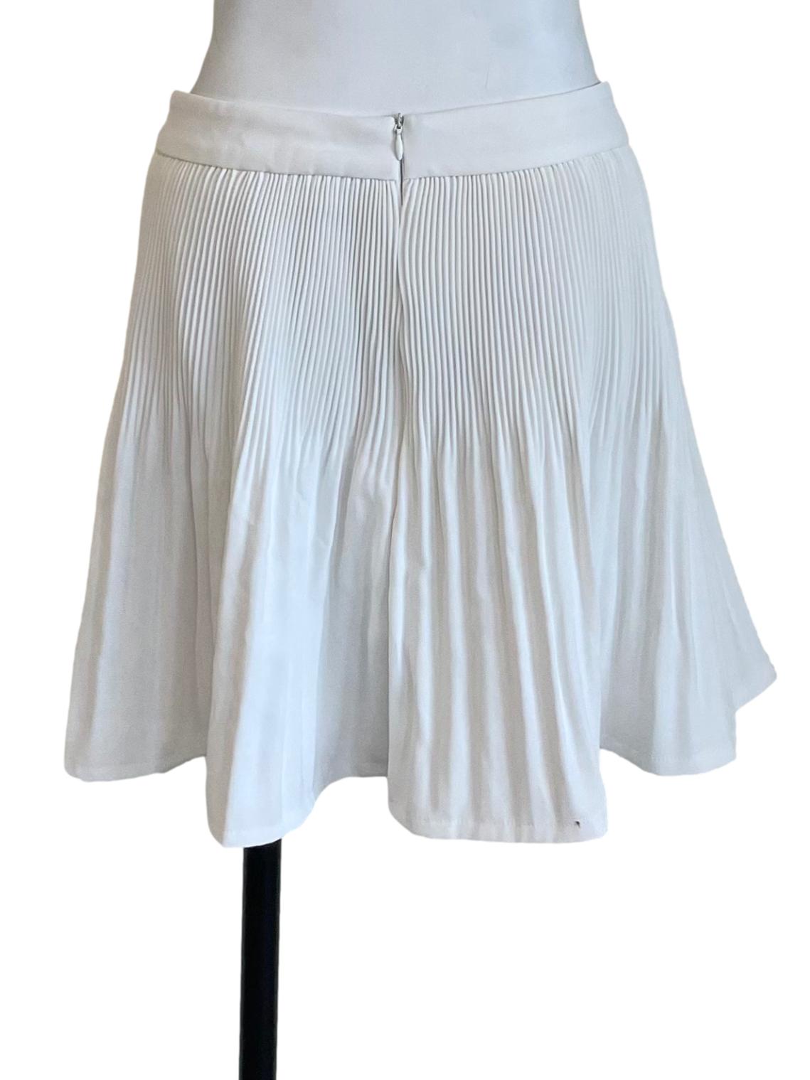 White Accordion Mini Skirt