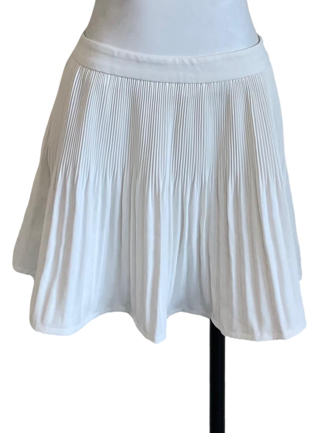White Accordion Mini Skirt