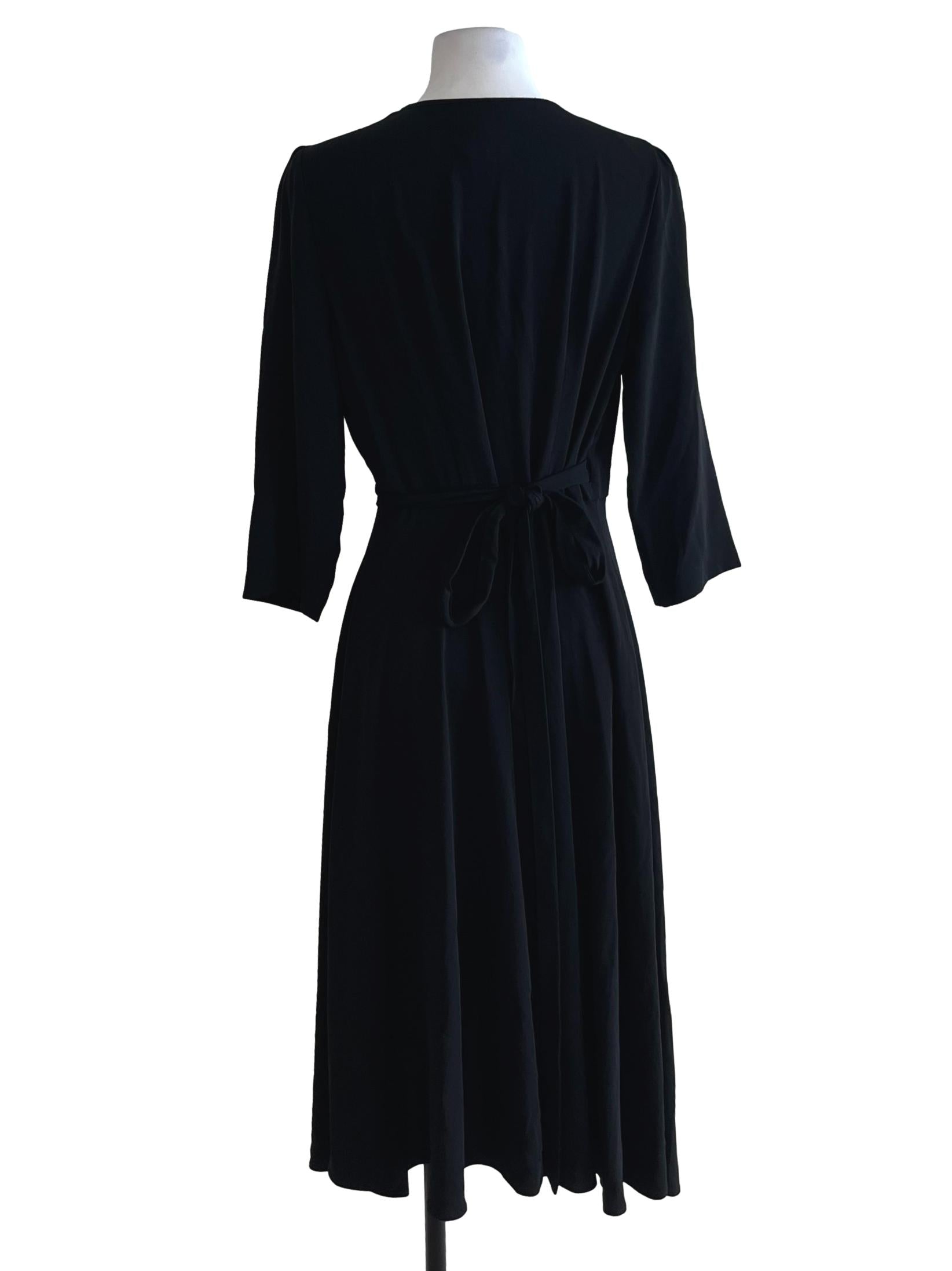 Black V-Neckline Wrap Dress