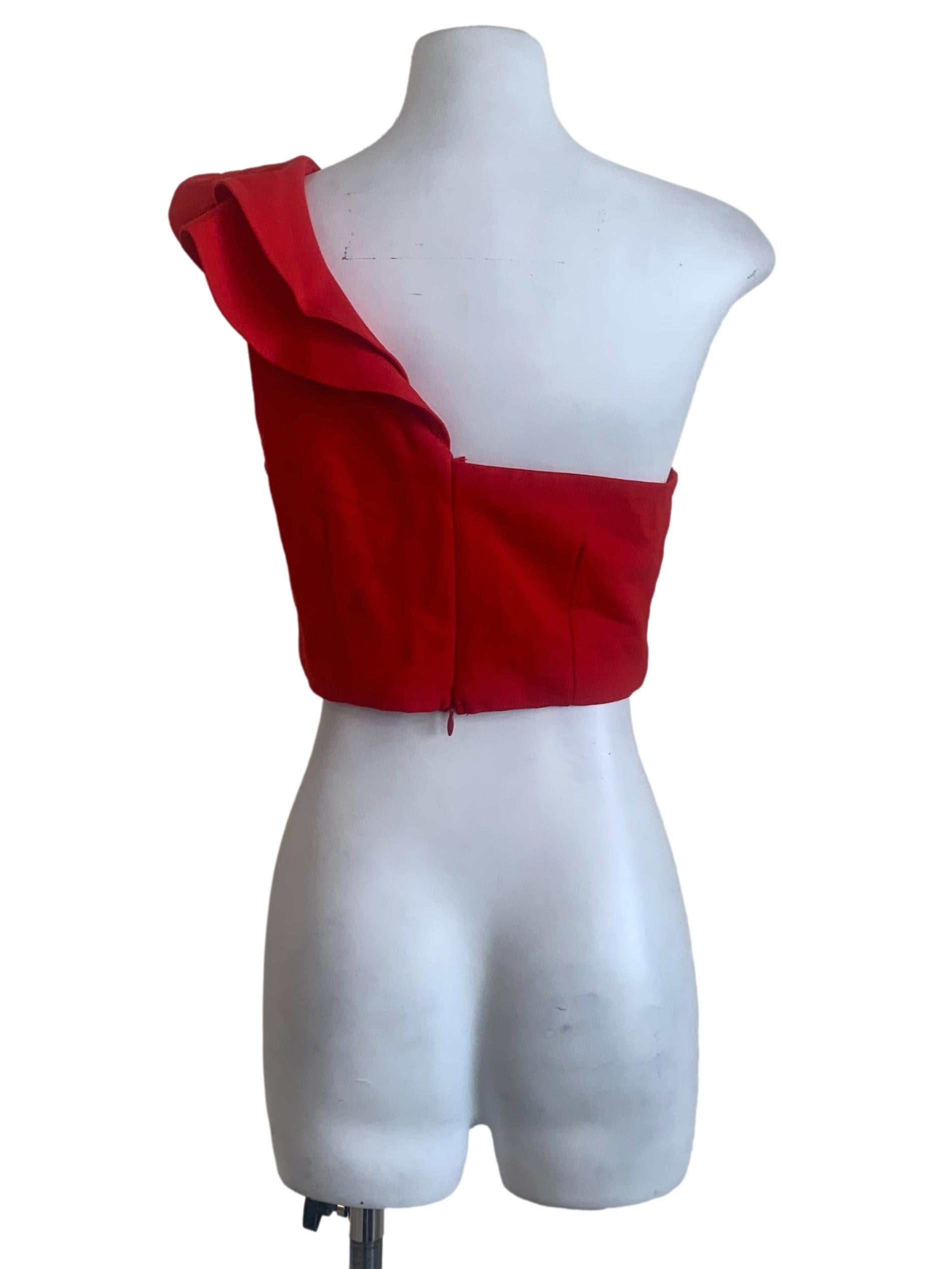 Blood Red Asymmetric Neck Top