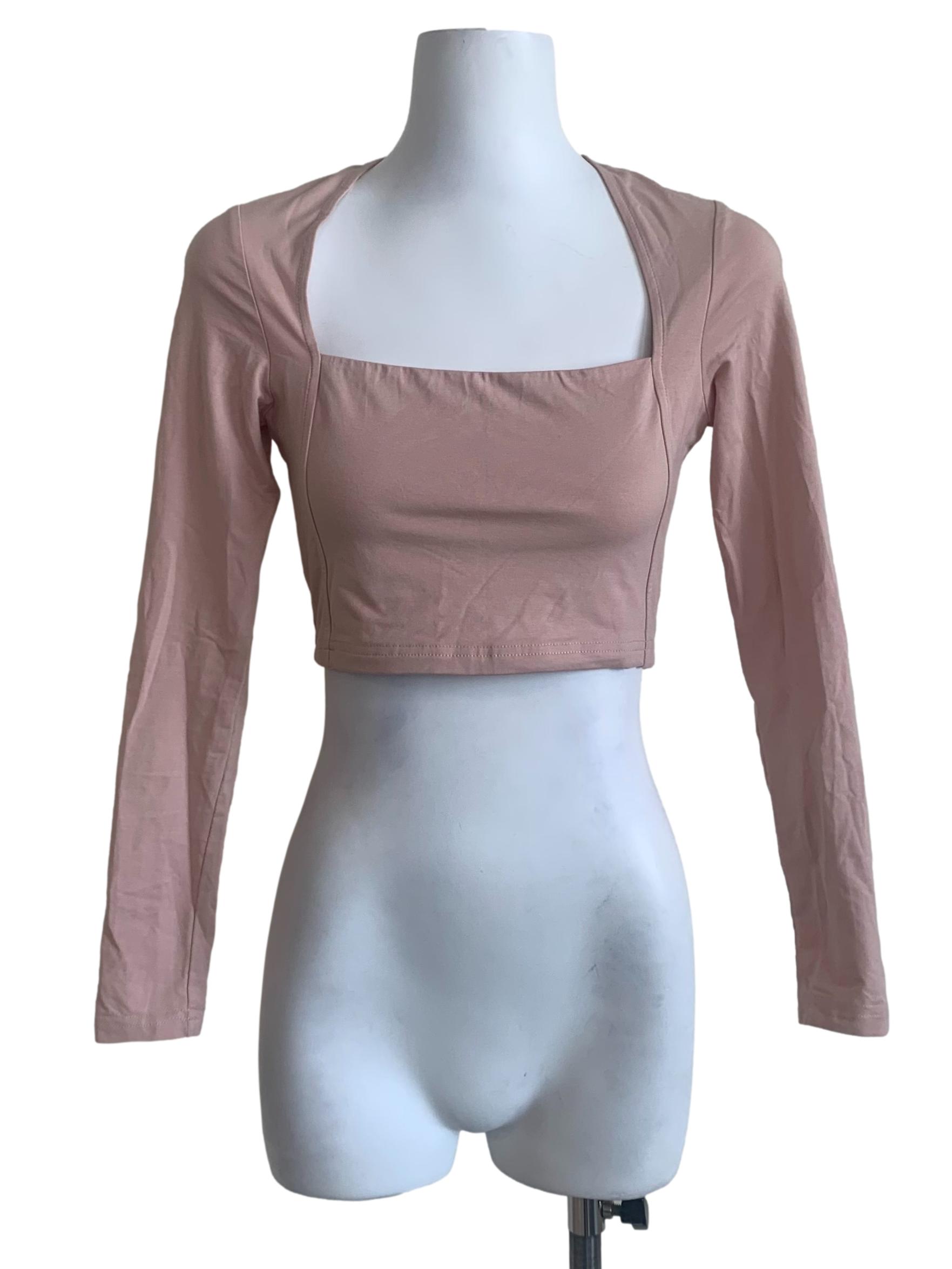 Latte Beige Square Neck Crop Top