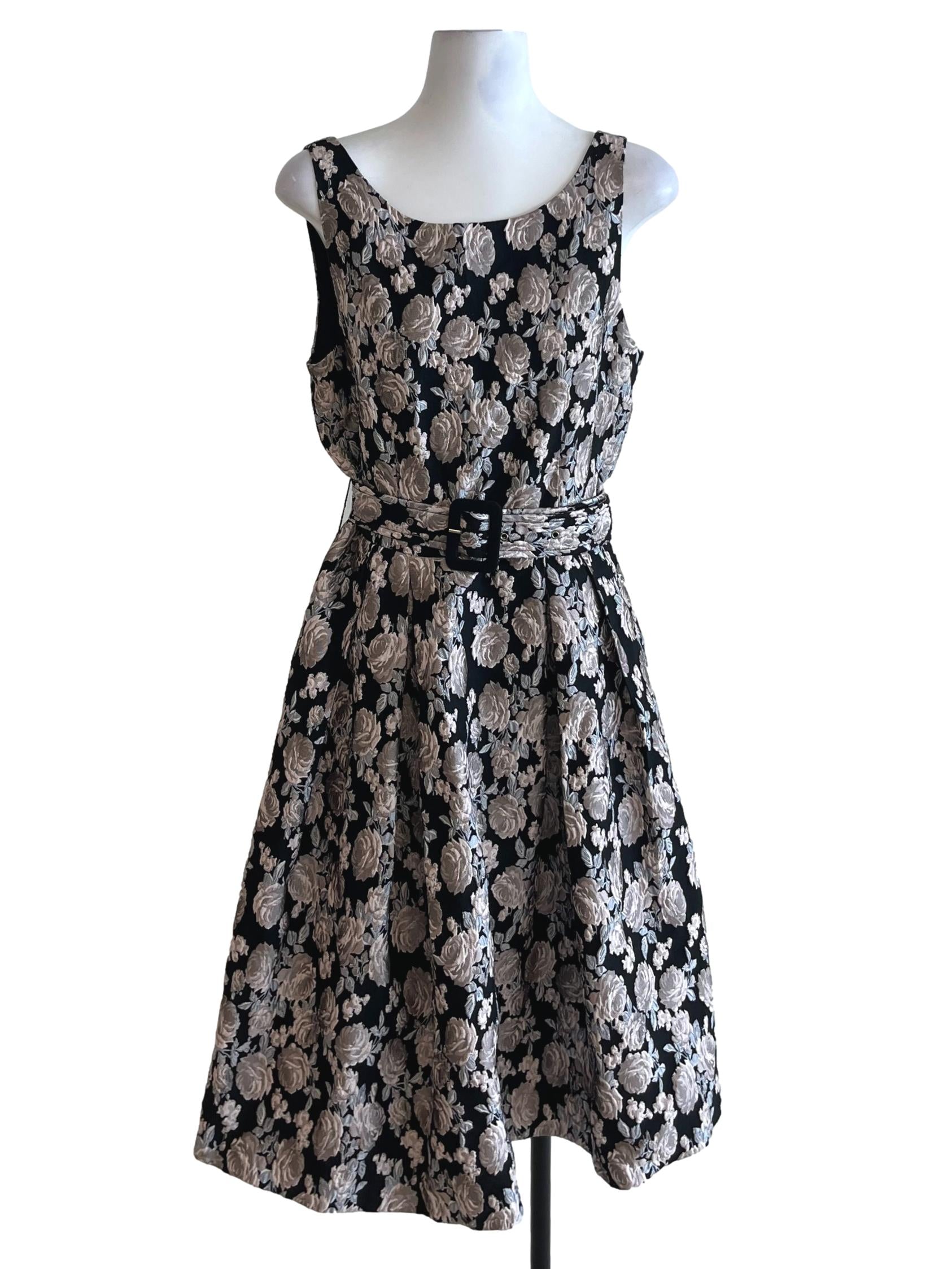 Black Floral A-Line Dress