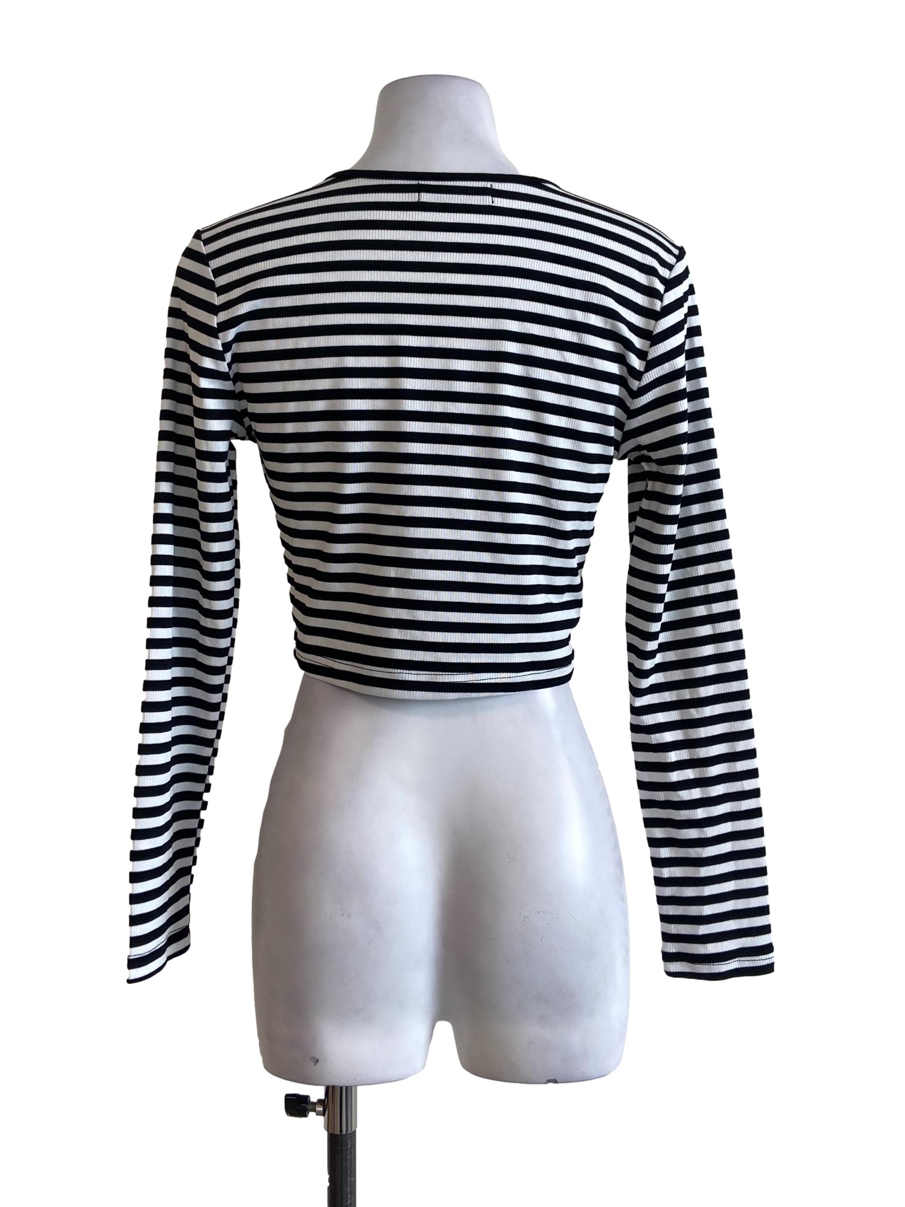 Black & White Stripe Crop Top