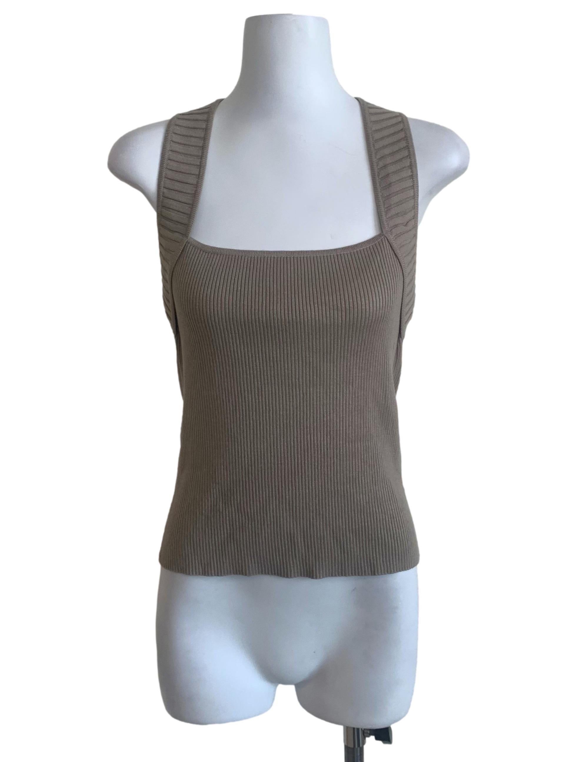 Hazel Wood Beige Square Neck Tank Top LB