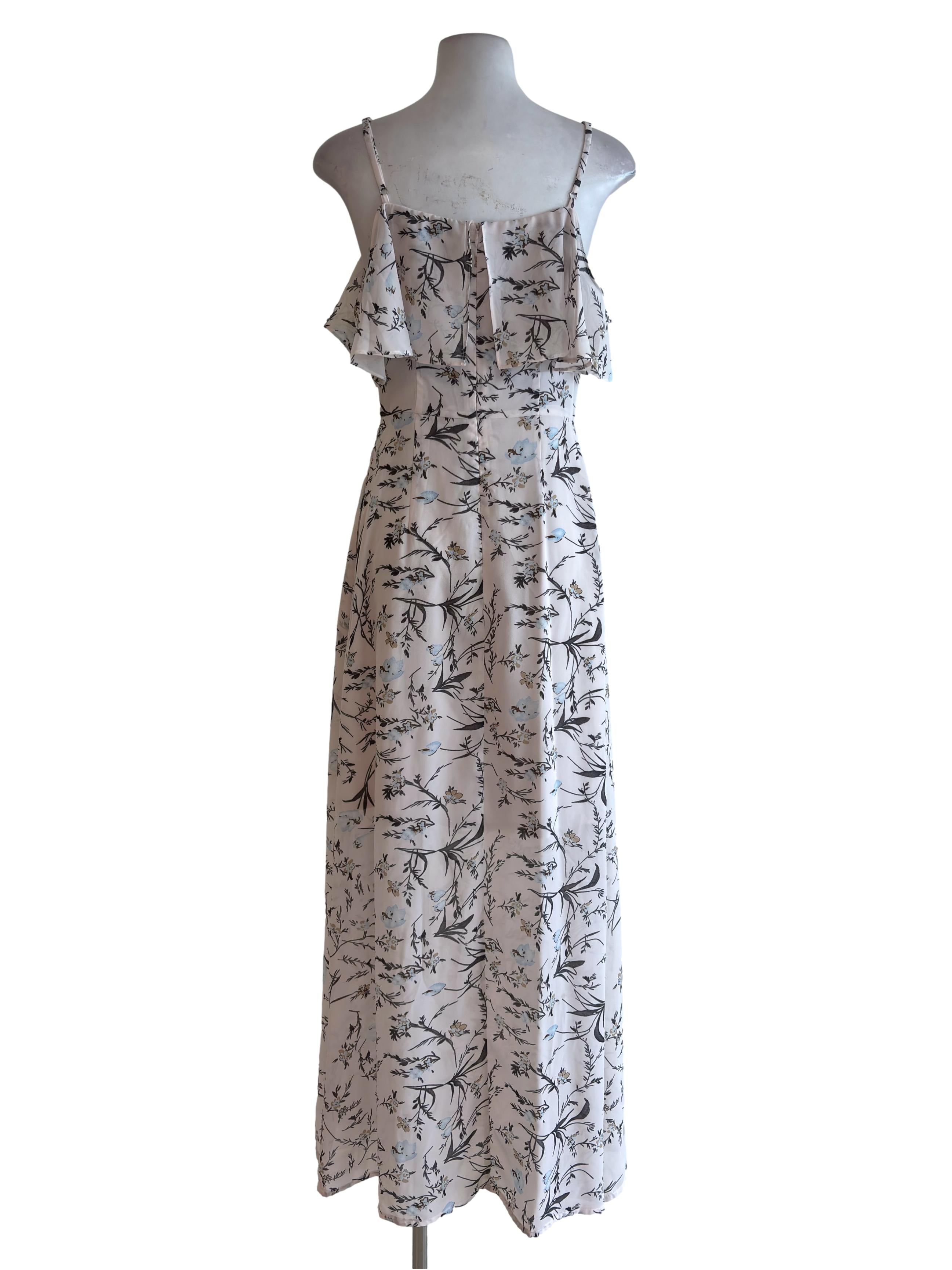 Light Pink Floral Ruffle Maxi Dress