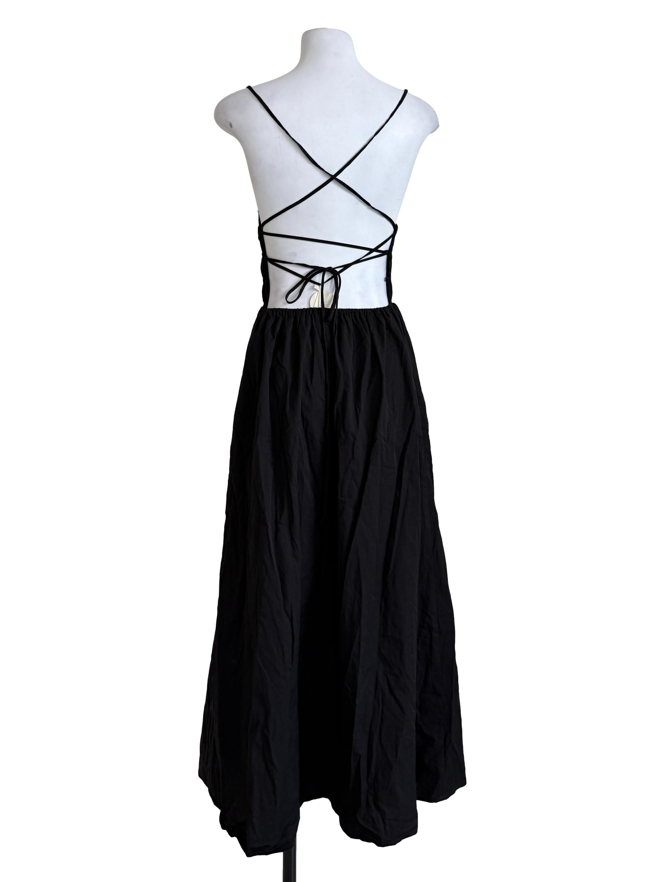 Black Open Back Babydoll Dress