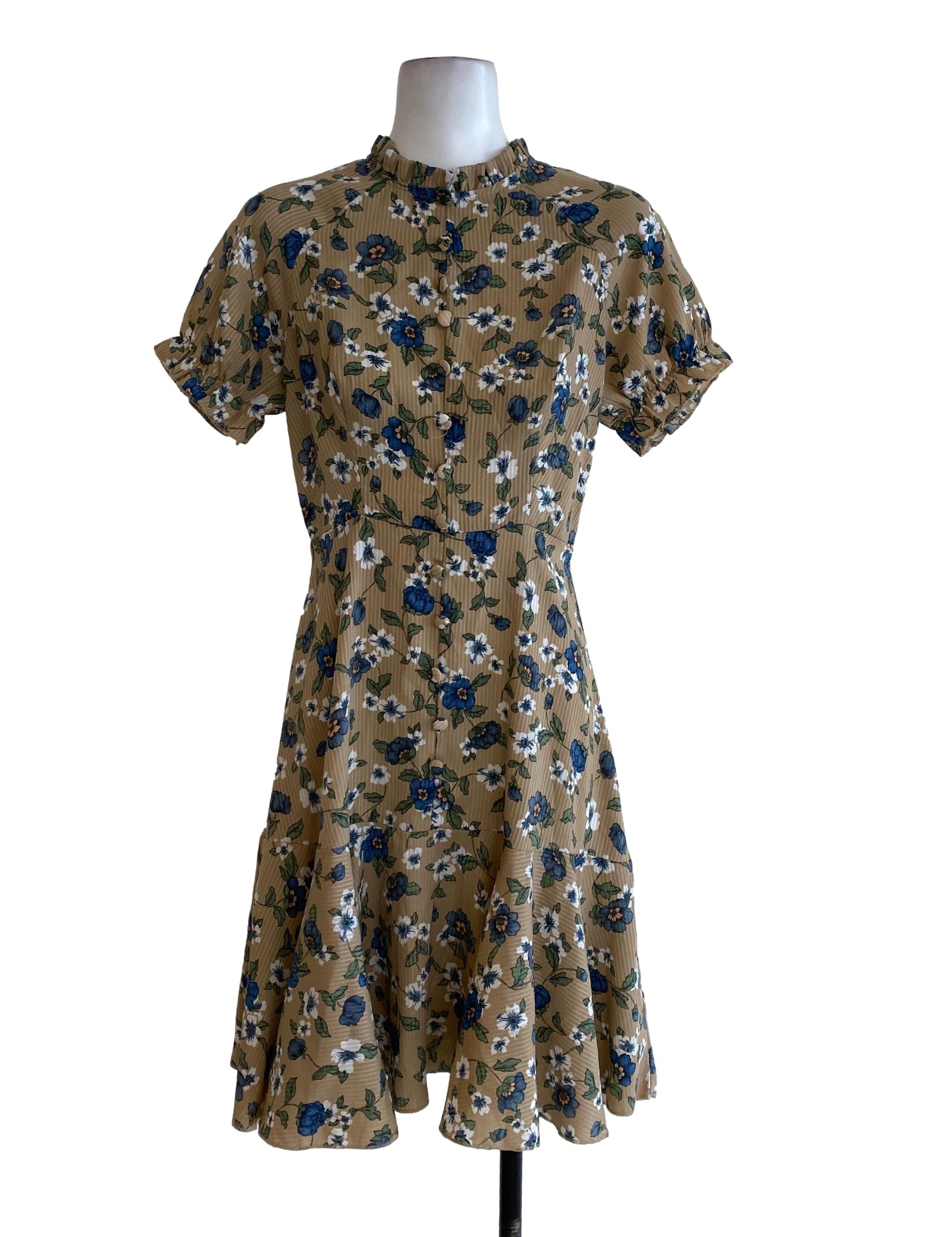 Brown Floral Empire Dress