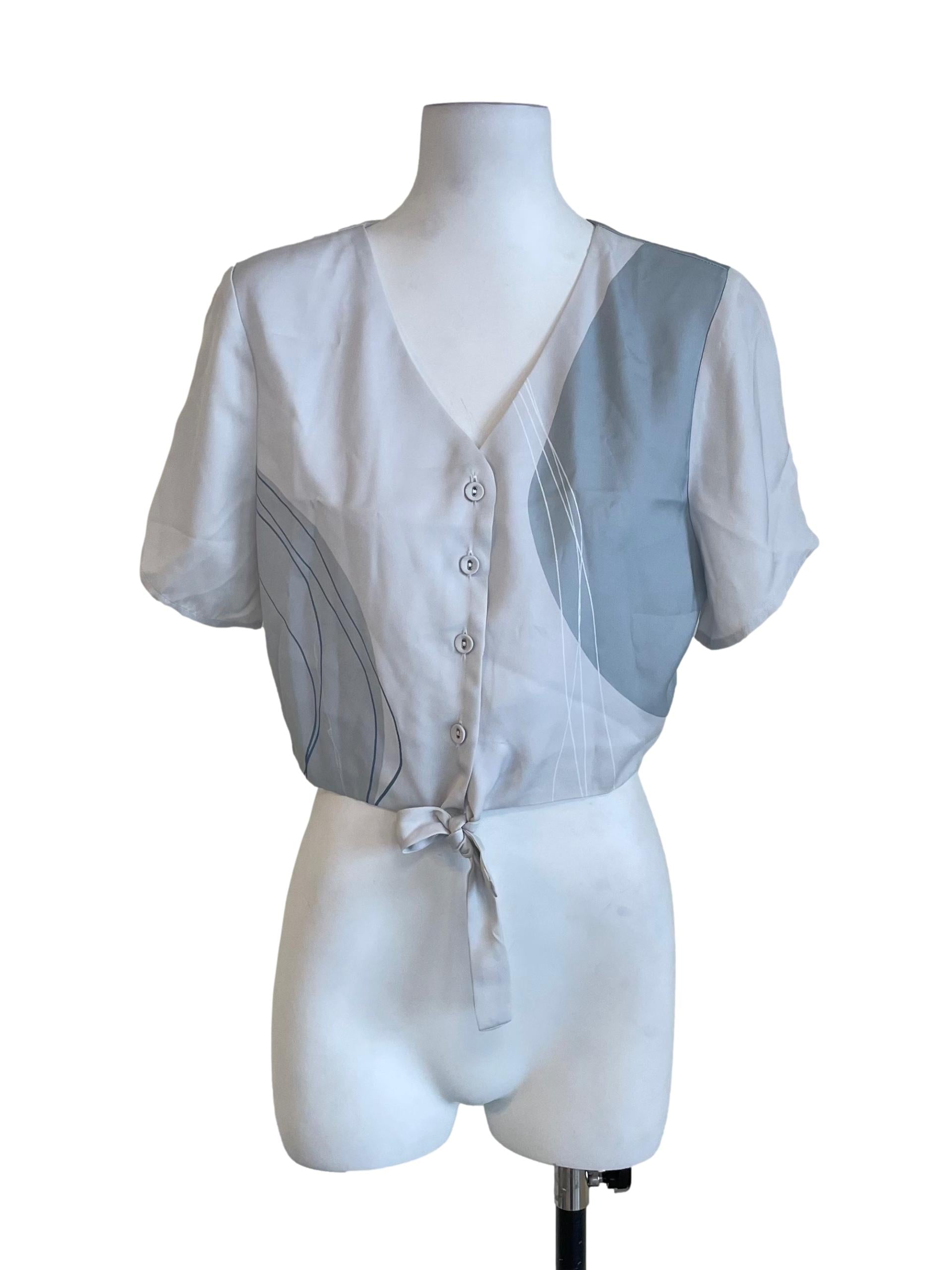 Frost Blue Front Knot Crop Top