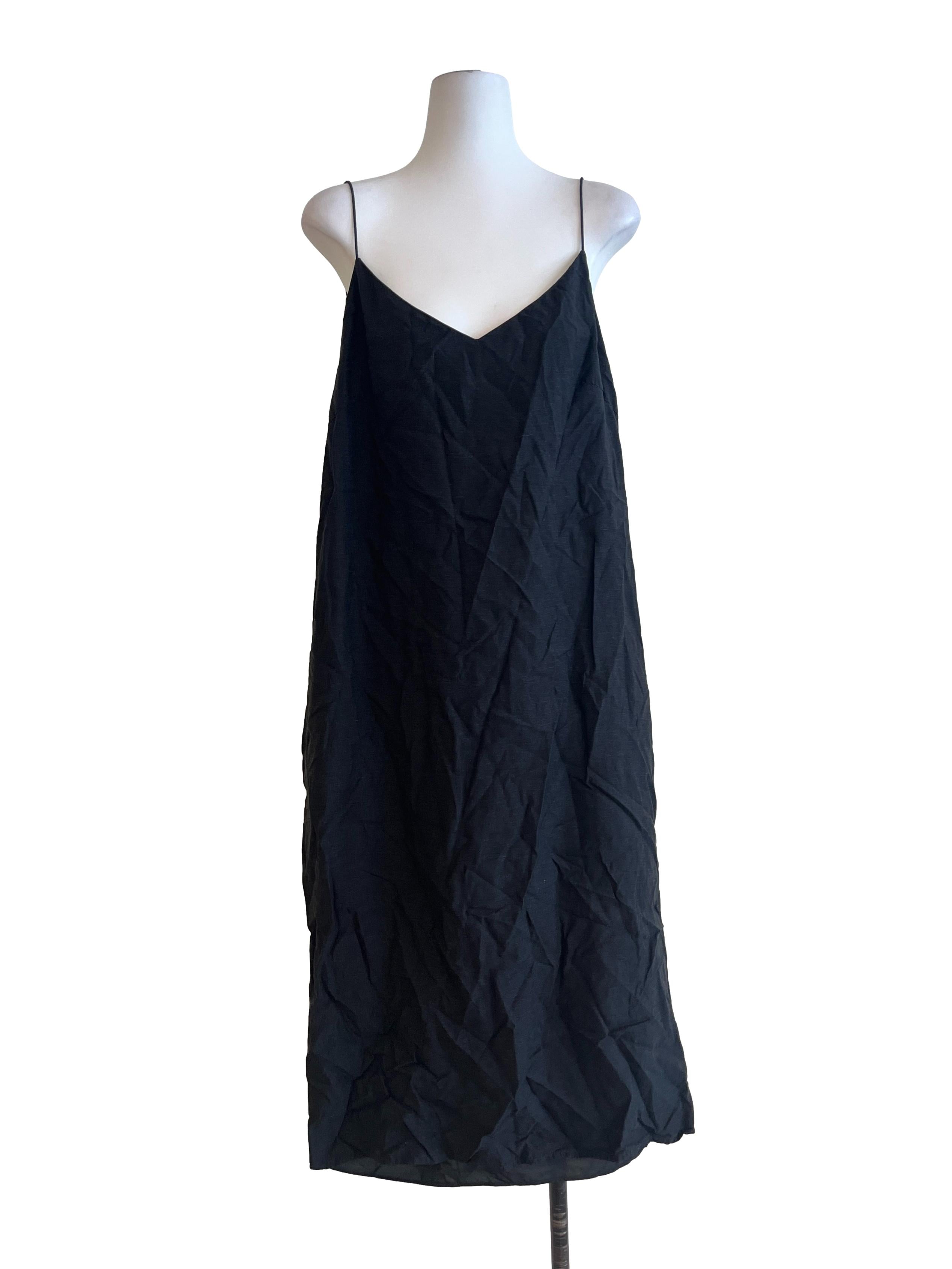 Black Linen Slip Dress OSN