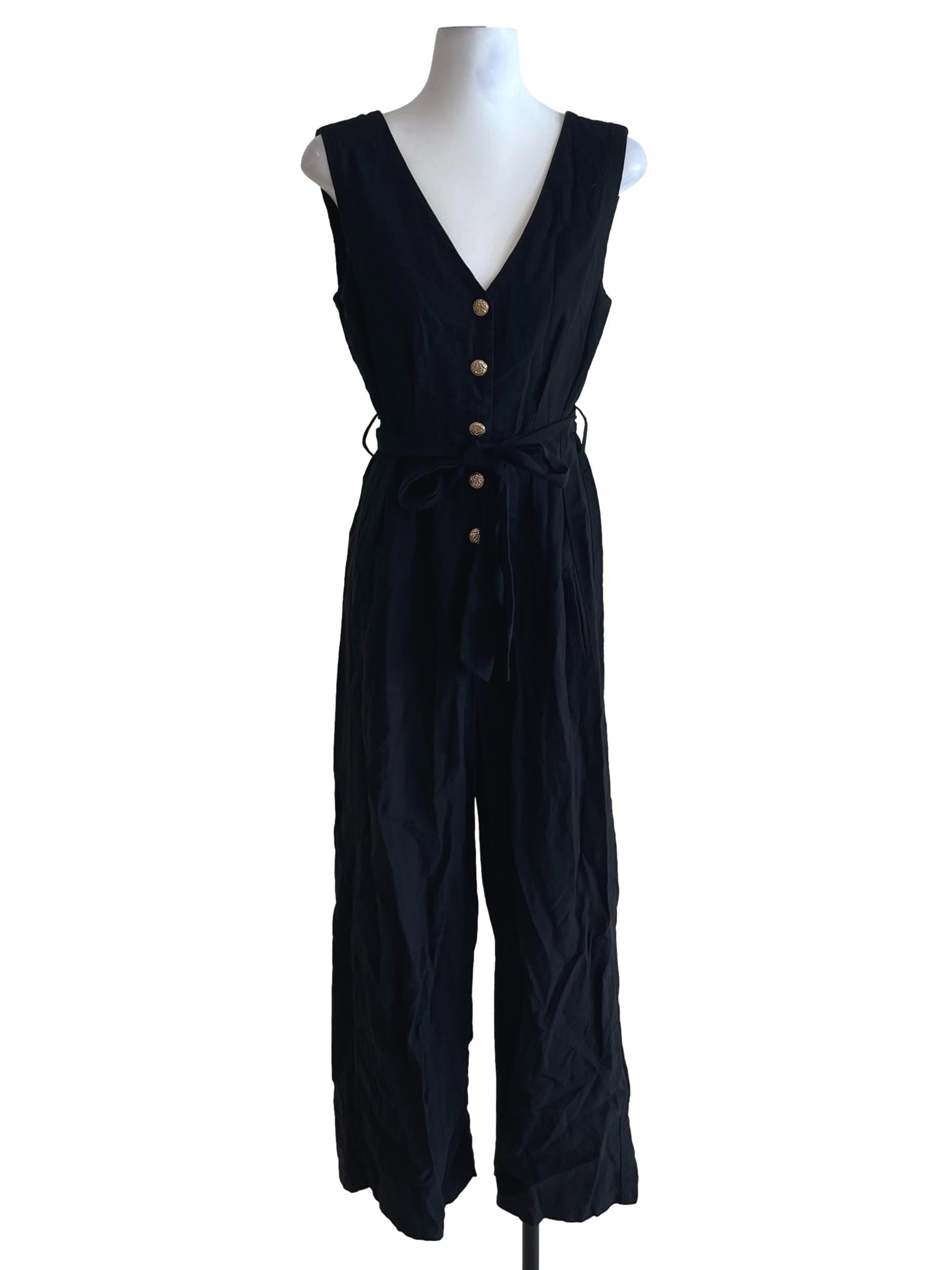 Black V-Neckline Jumpsuit