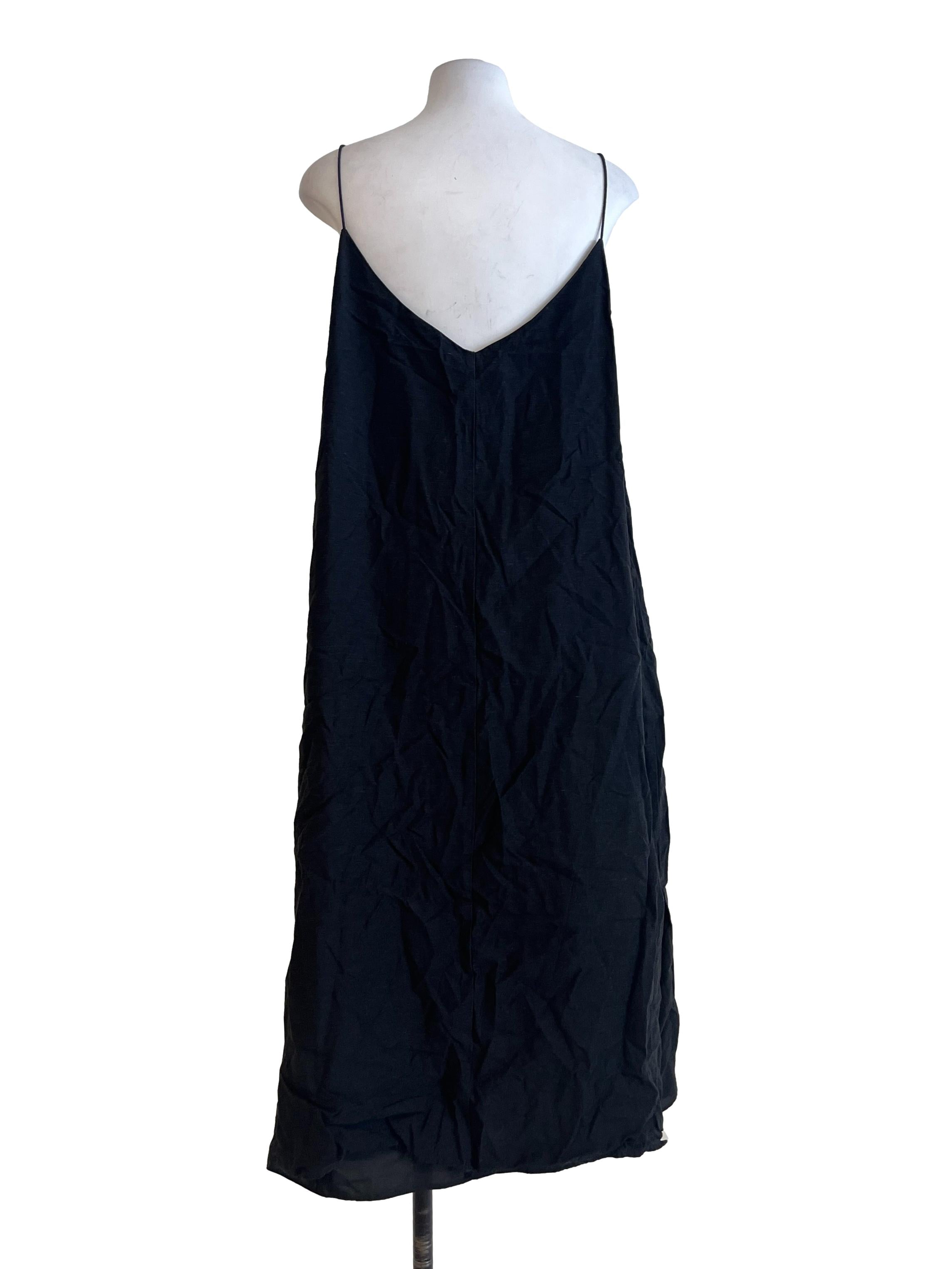 Black Linen Slip Dress OSN