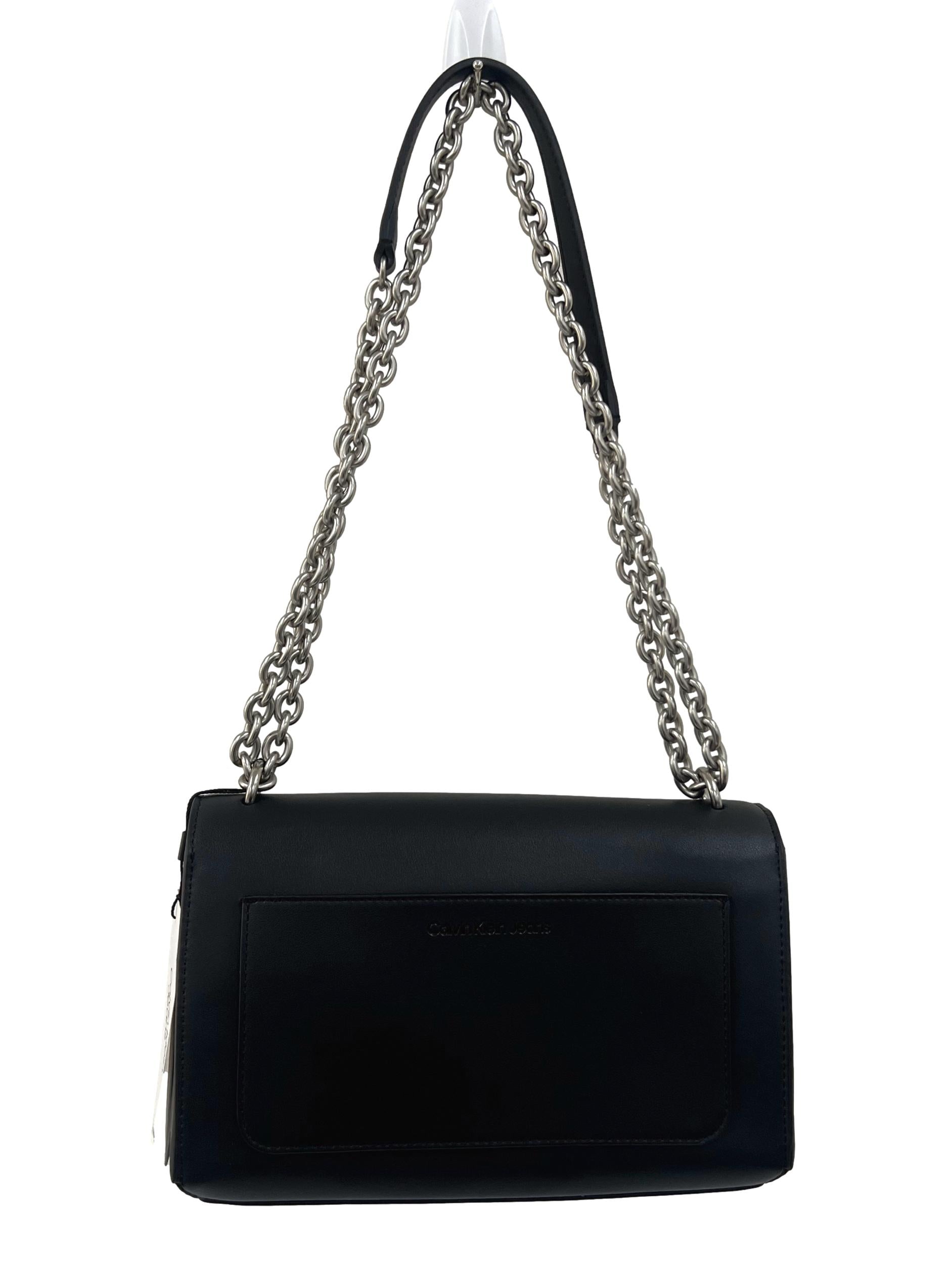 Black Sculpted Flap Crossbody Bag Csn
