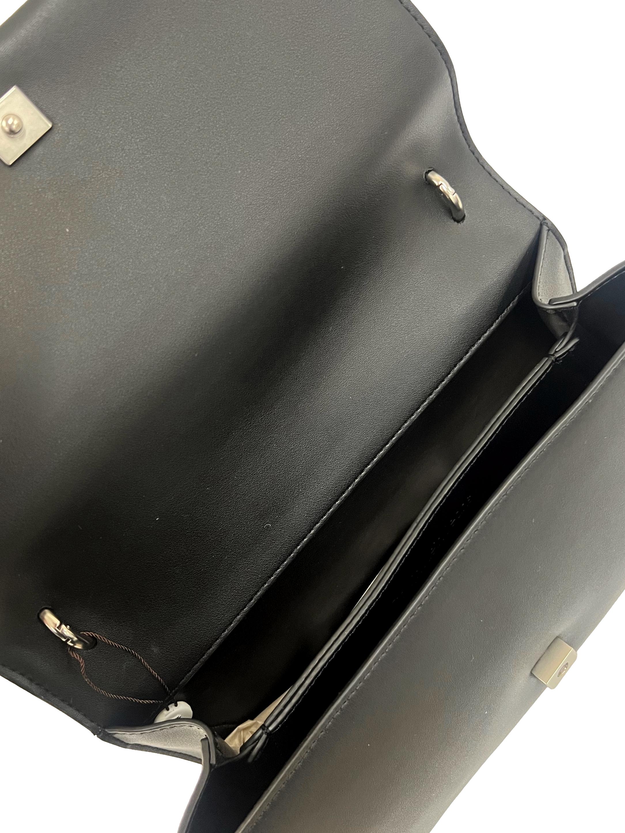 Black Sculpted Flap Crossbody Bag Csn