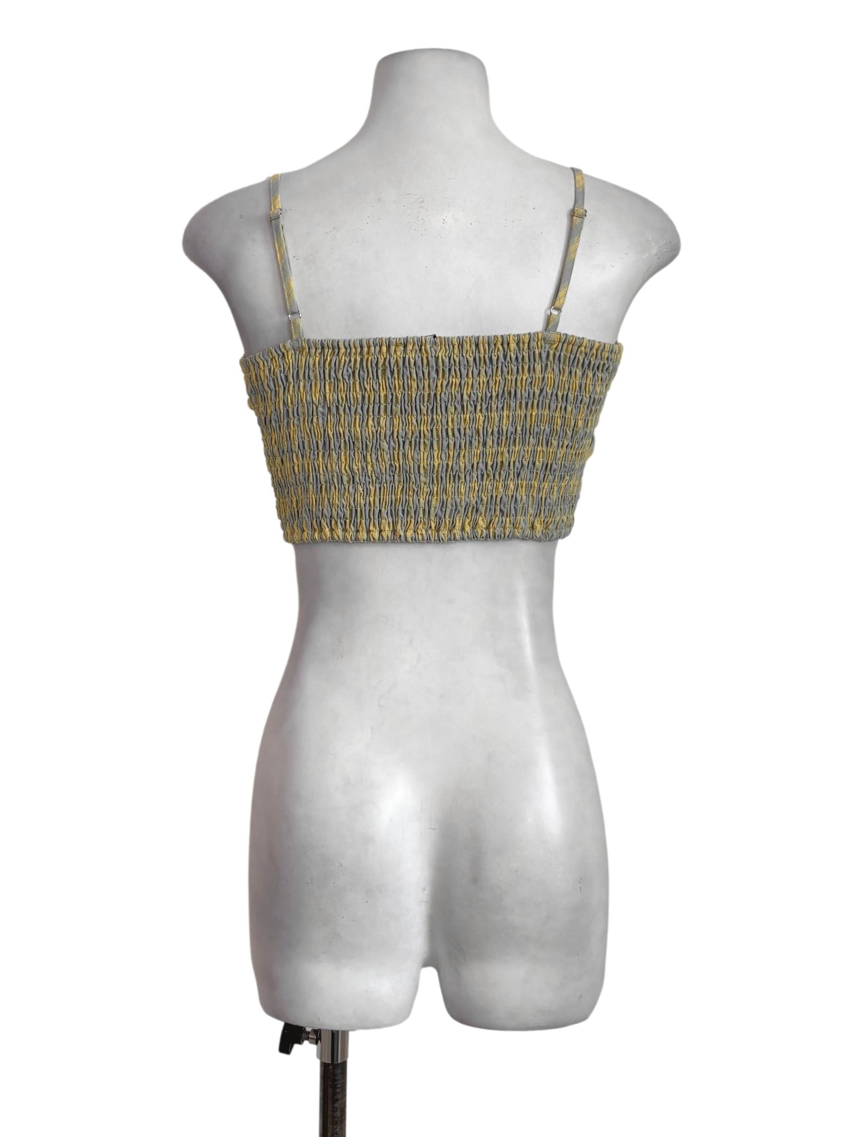 Yellow Blue Glen Check Ribbon Top