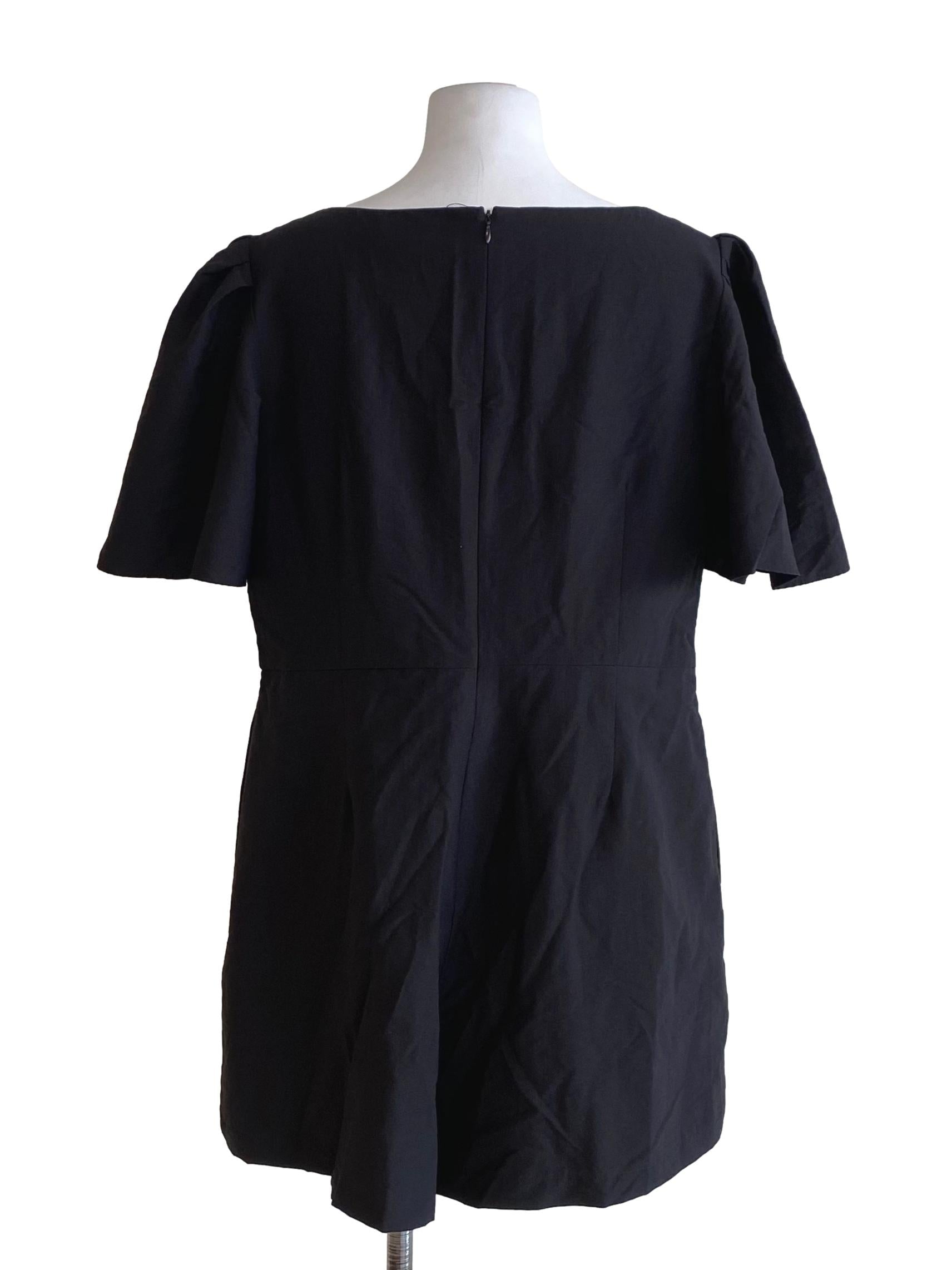 Jade Black Square Pleated Dress