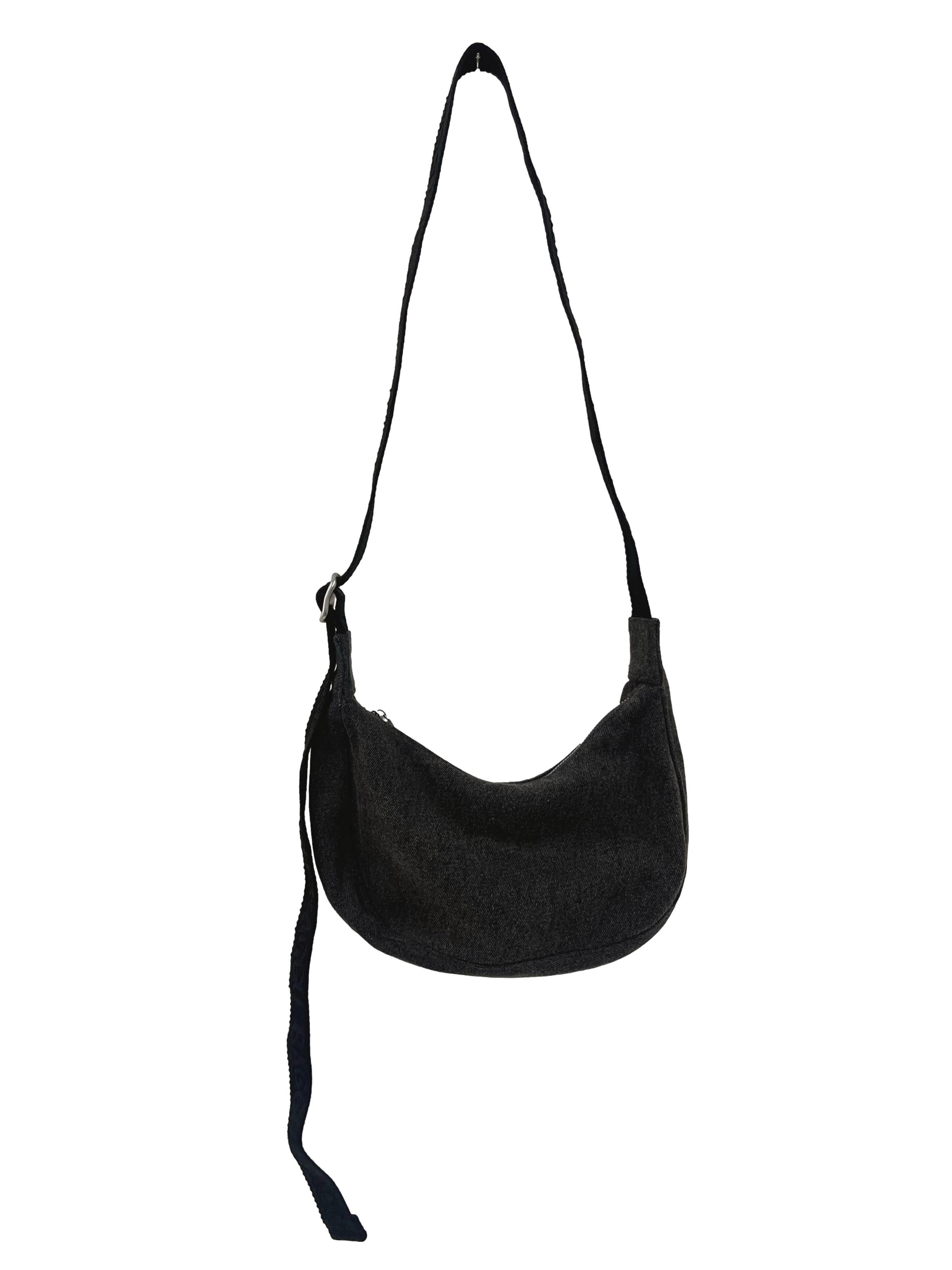 Black Small Denim Crescent Bag Crossbody Bag Csn