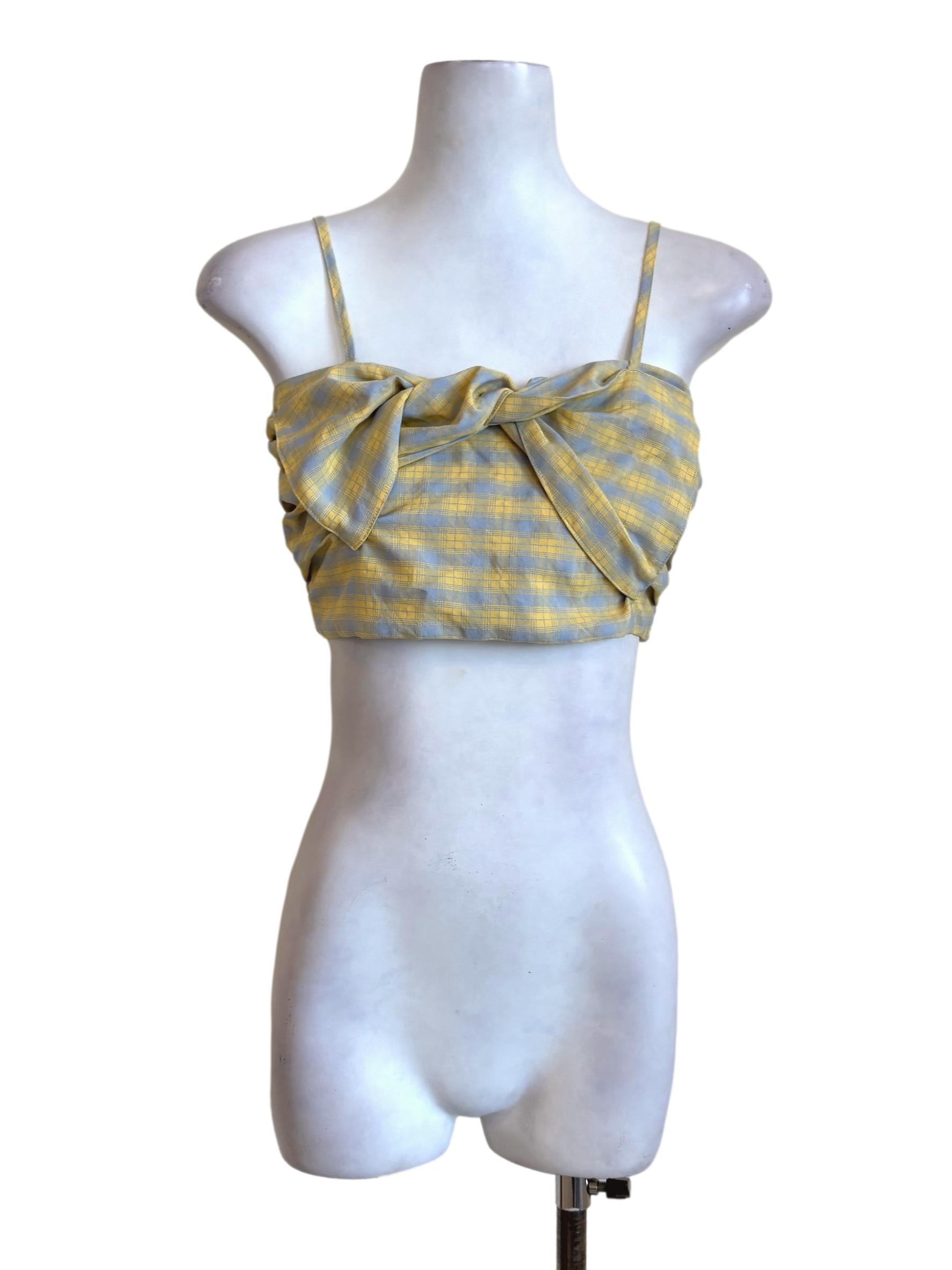 Yellow Blue Glen Check Ribbon Top