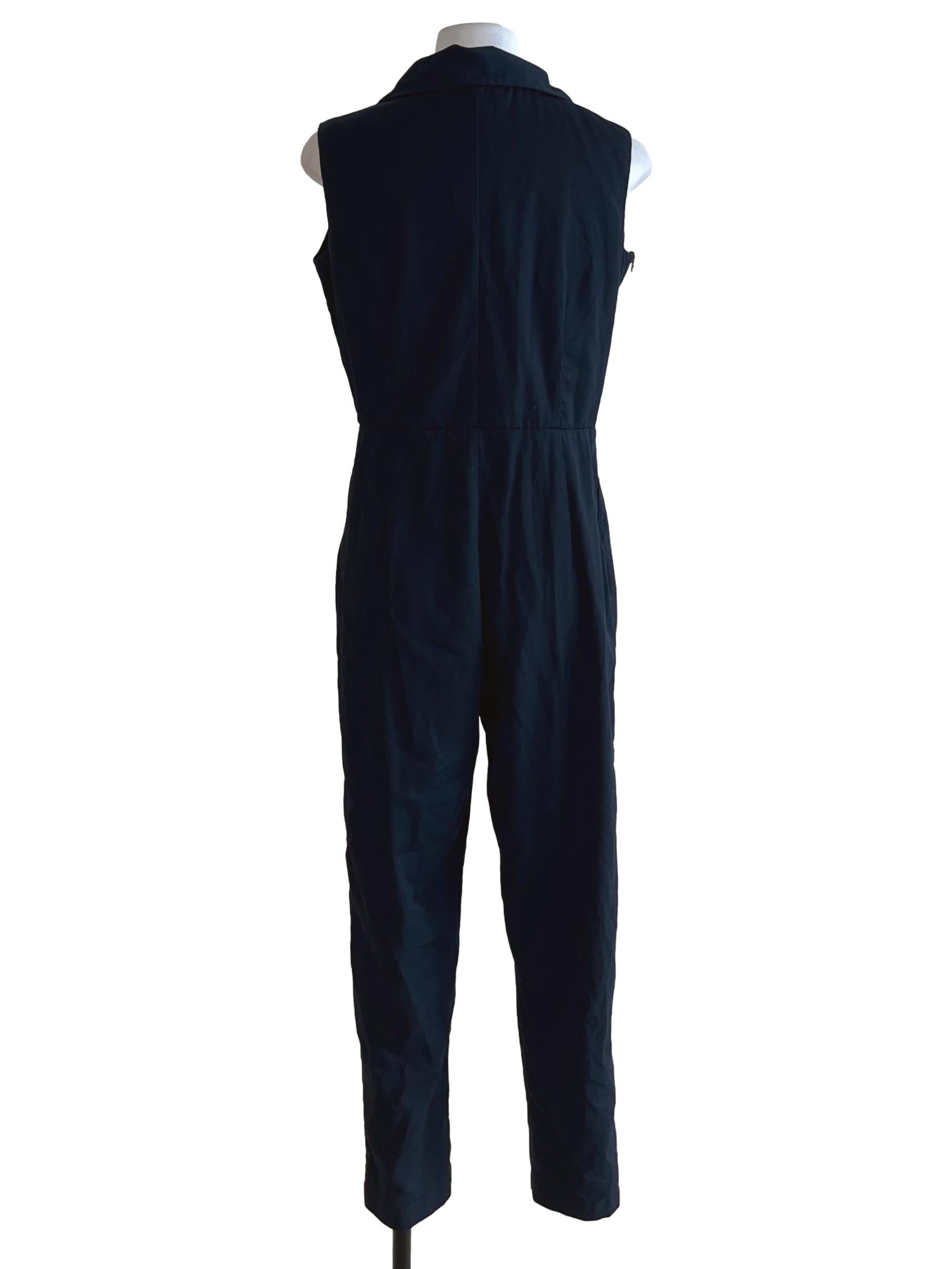 Navy Blue Wing Collar Jumpsuit