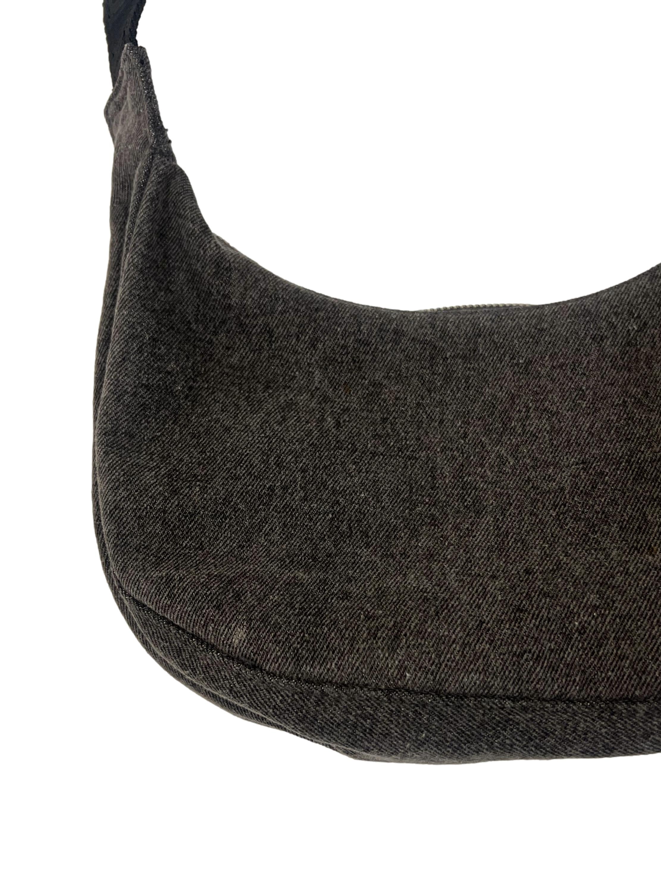 Black Small Denim Crescent Bag Crossbody Bag Csn