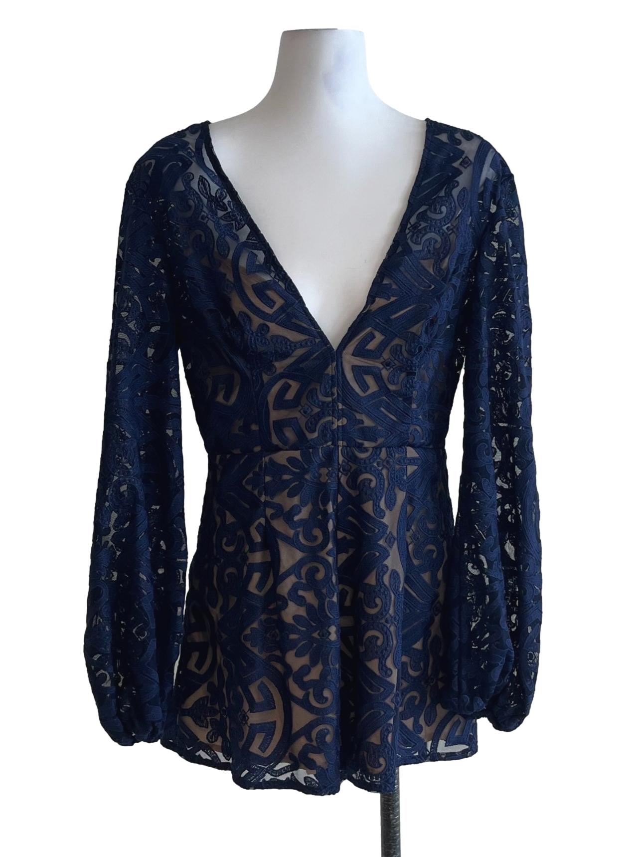 Navy Blue Lace Romper