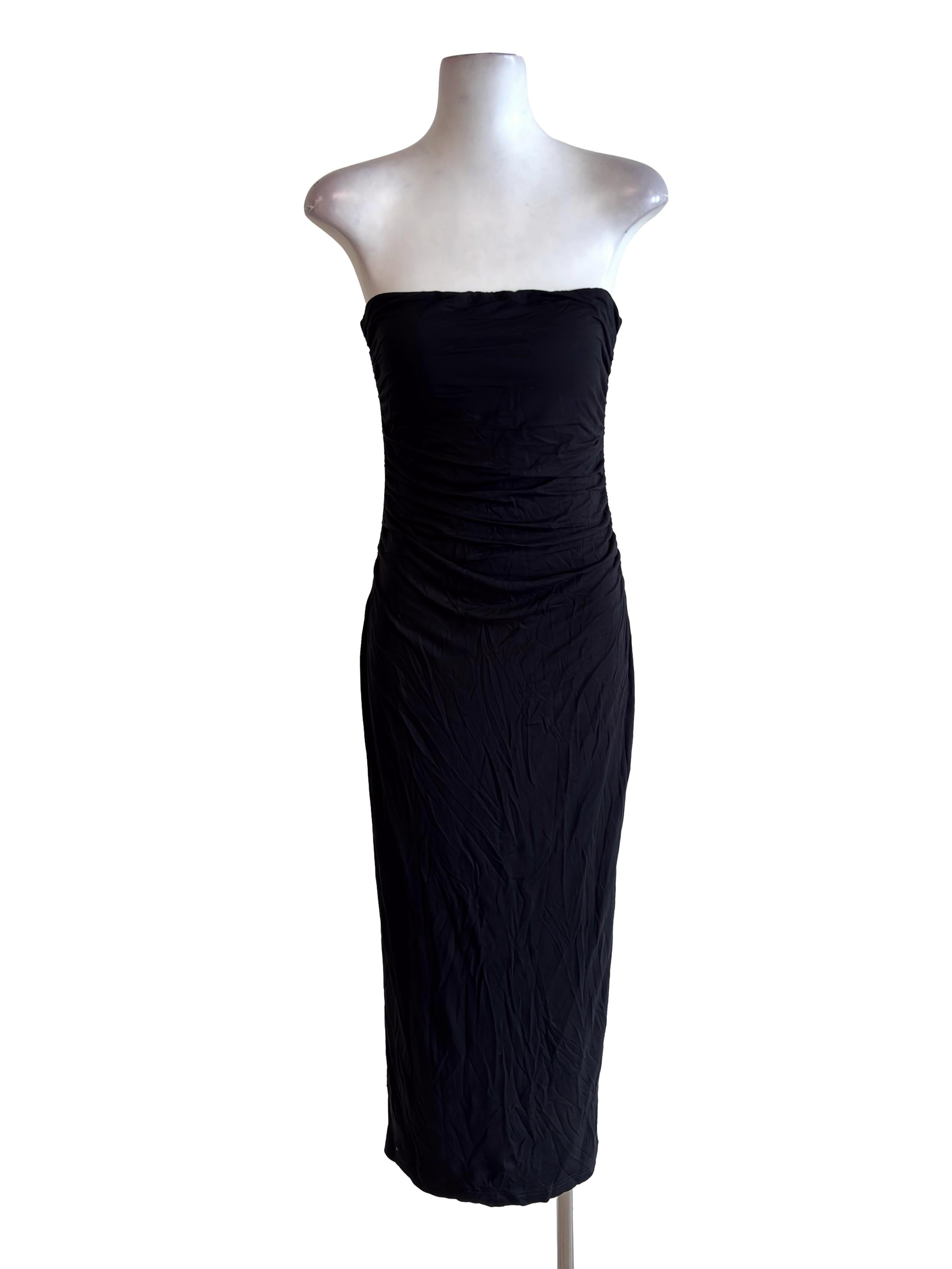Black Scrunched Strapless Dress TTR