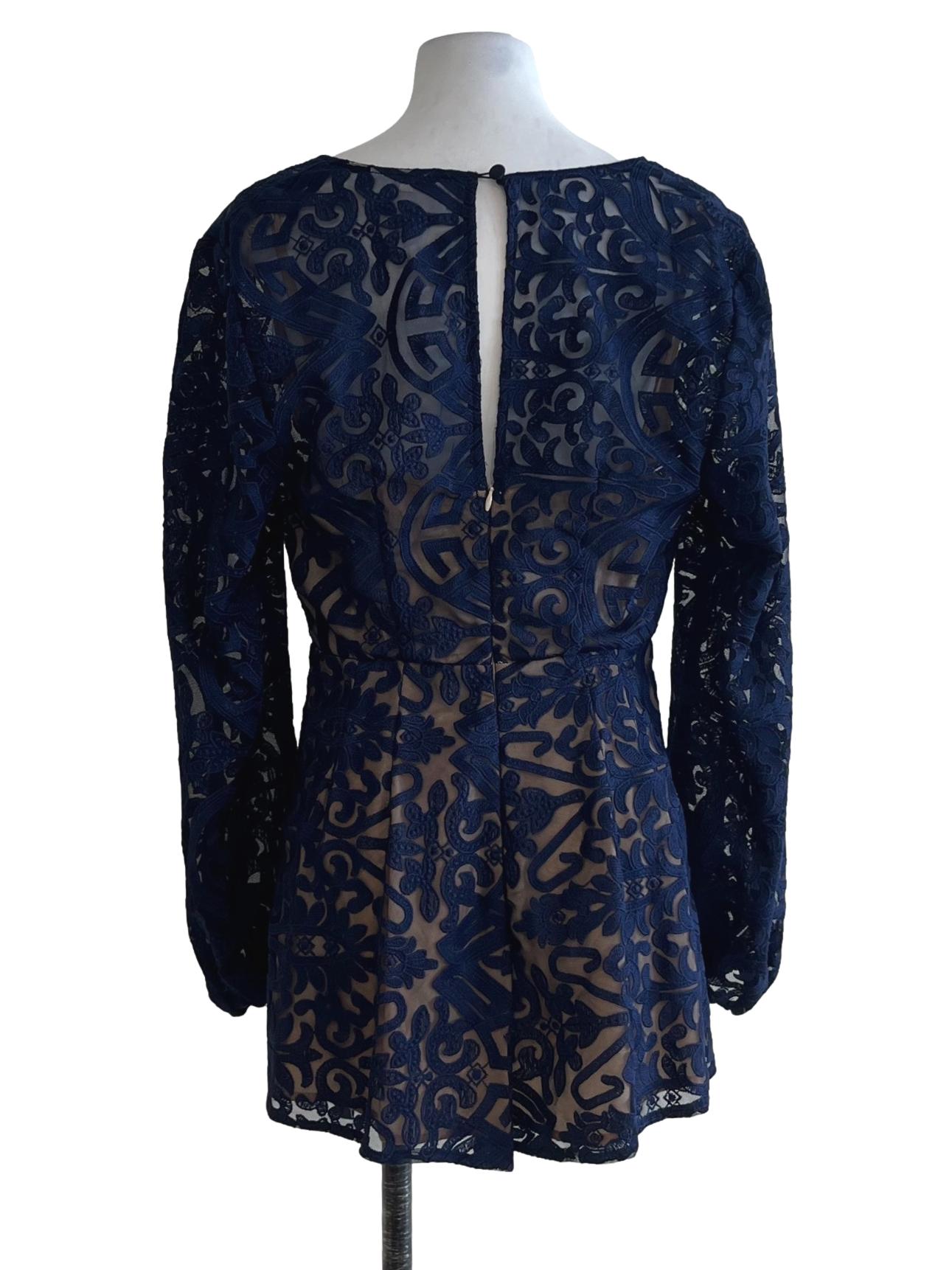 Navy Blue Lace Romper