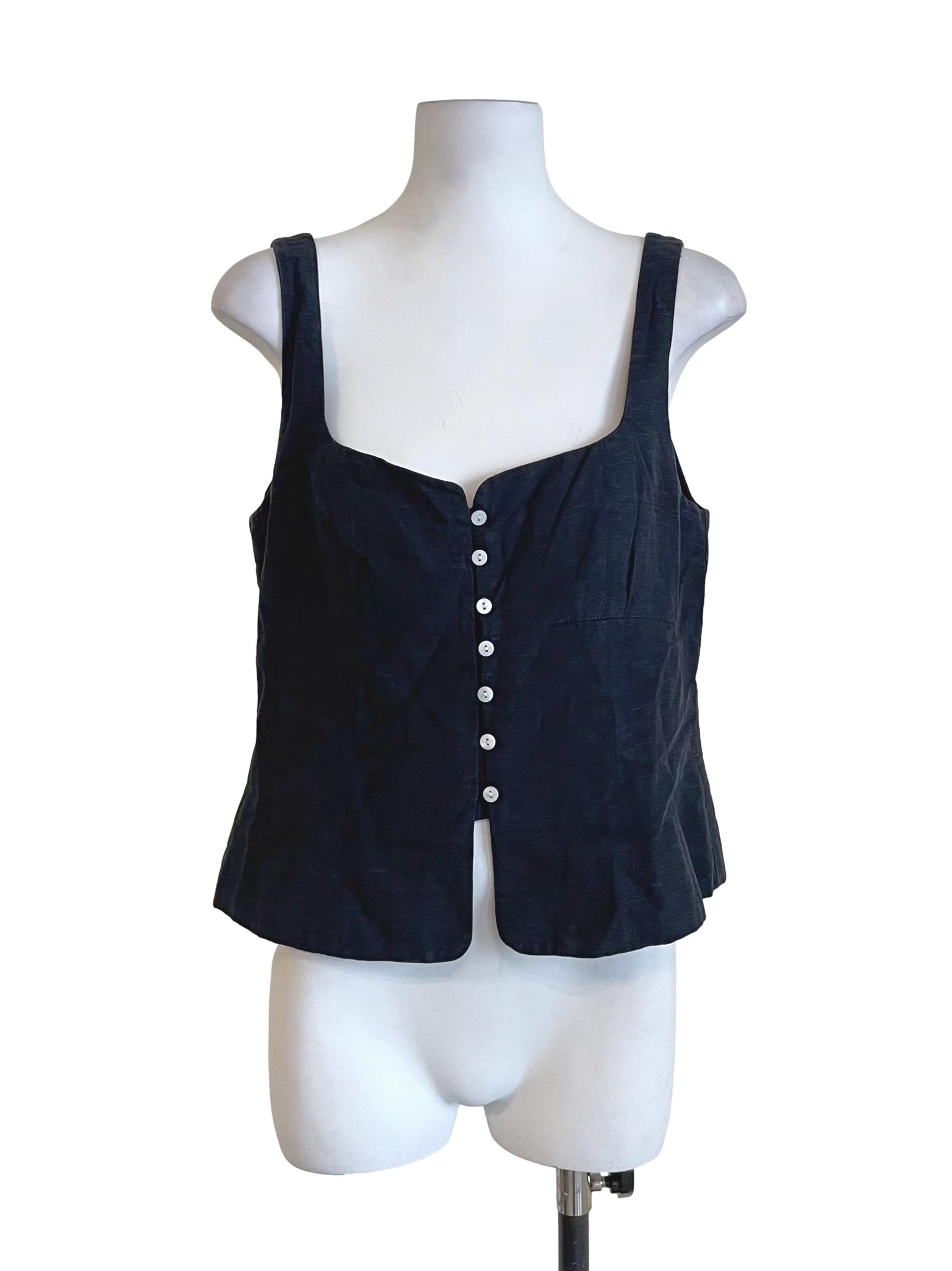 Dark Spruce Blue Button Down Camisole TEM