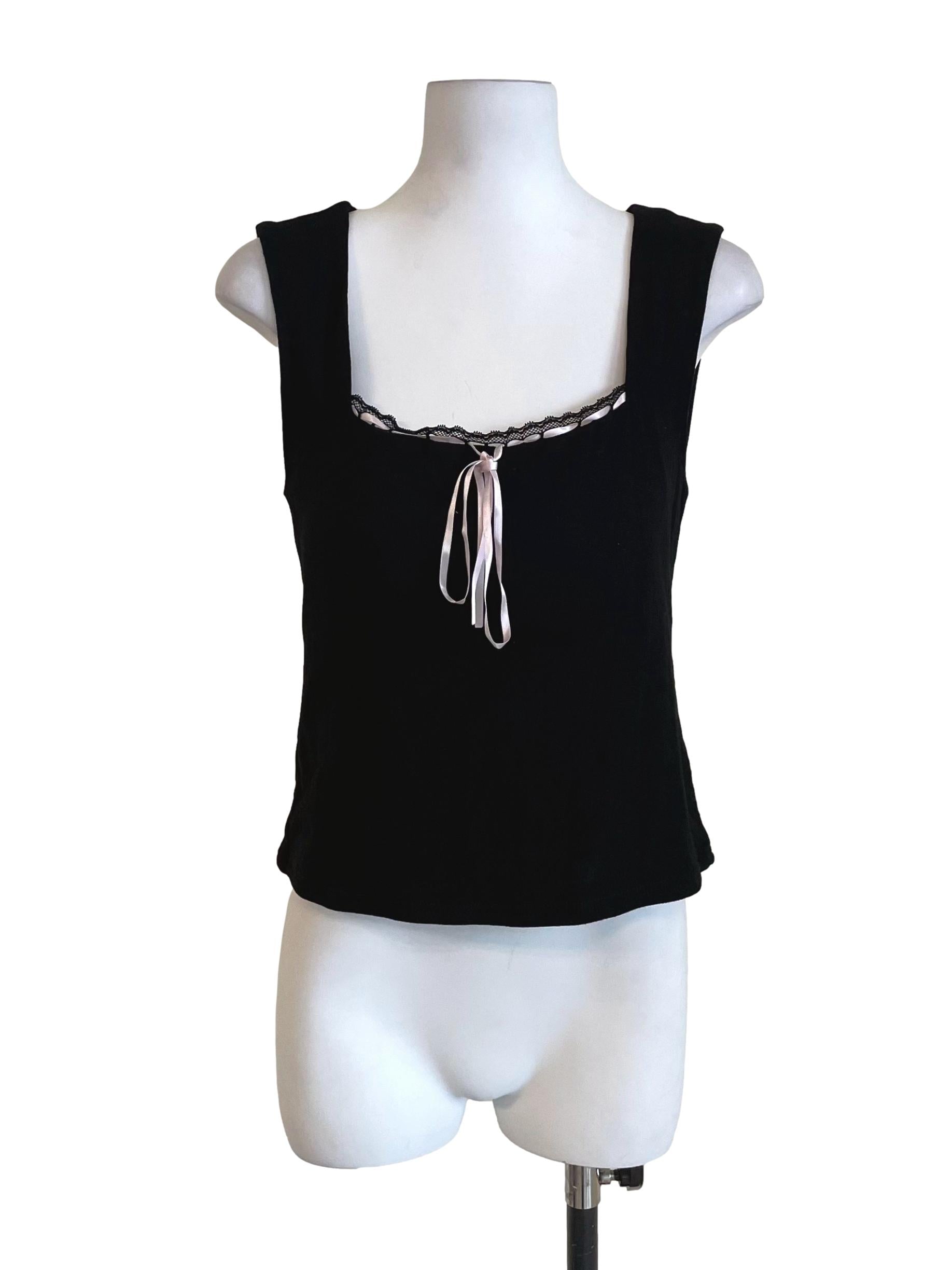 Black Ribbon Petite Sleeveless Top
