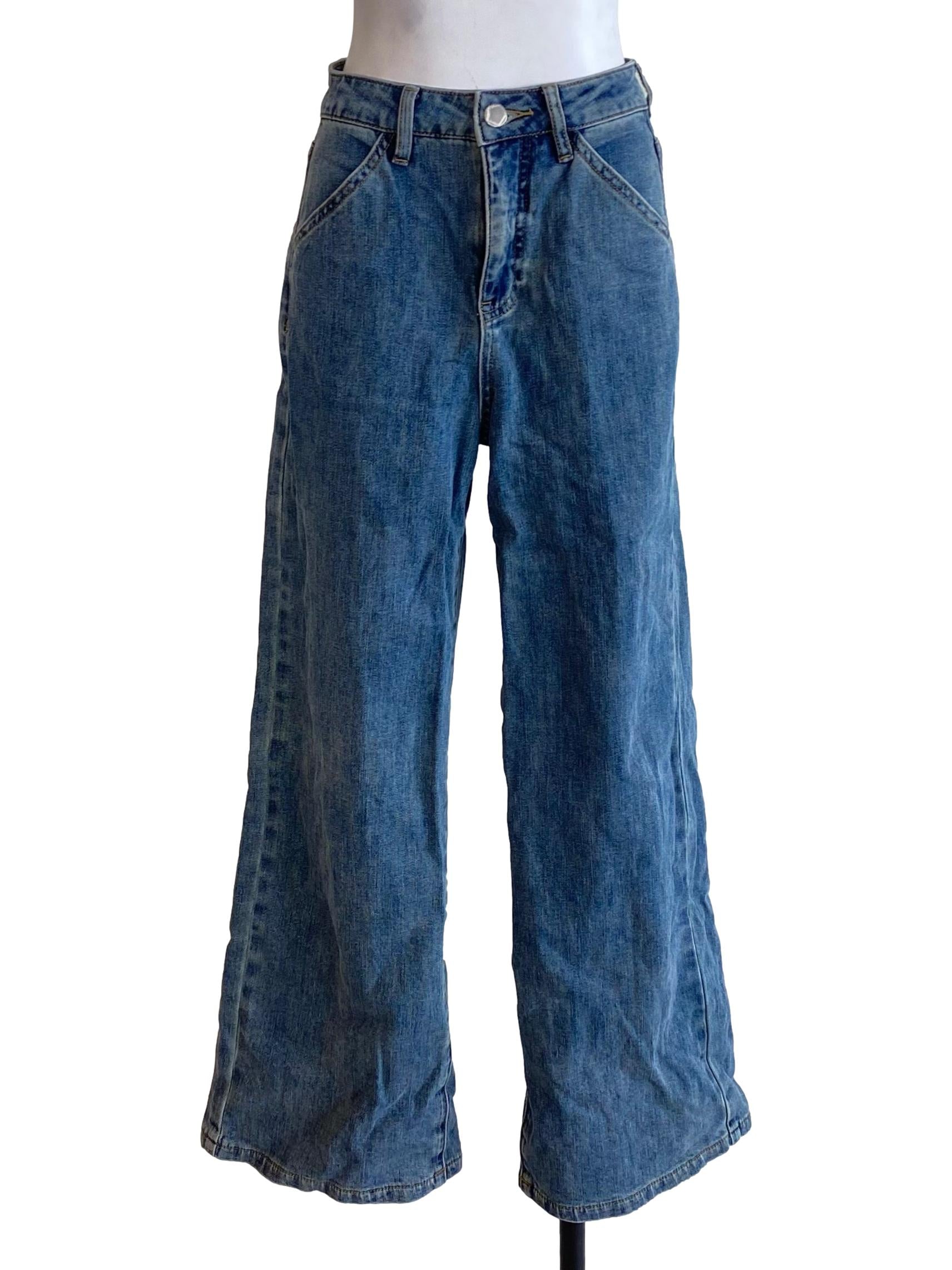 Cool Denim Blue Wide Leg Jeans