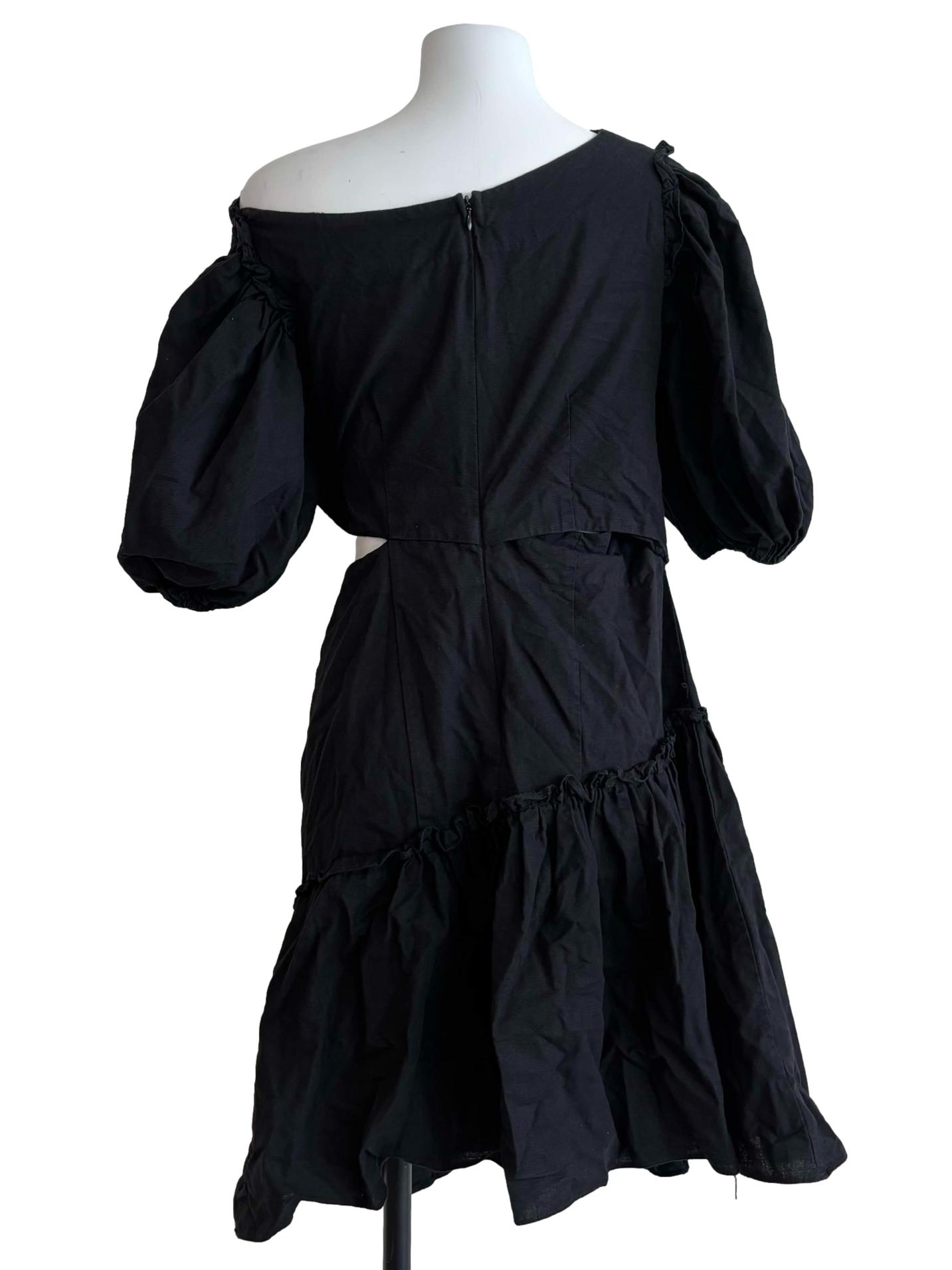 Raven Black One Shoulder Cut Out Dress