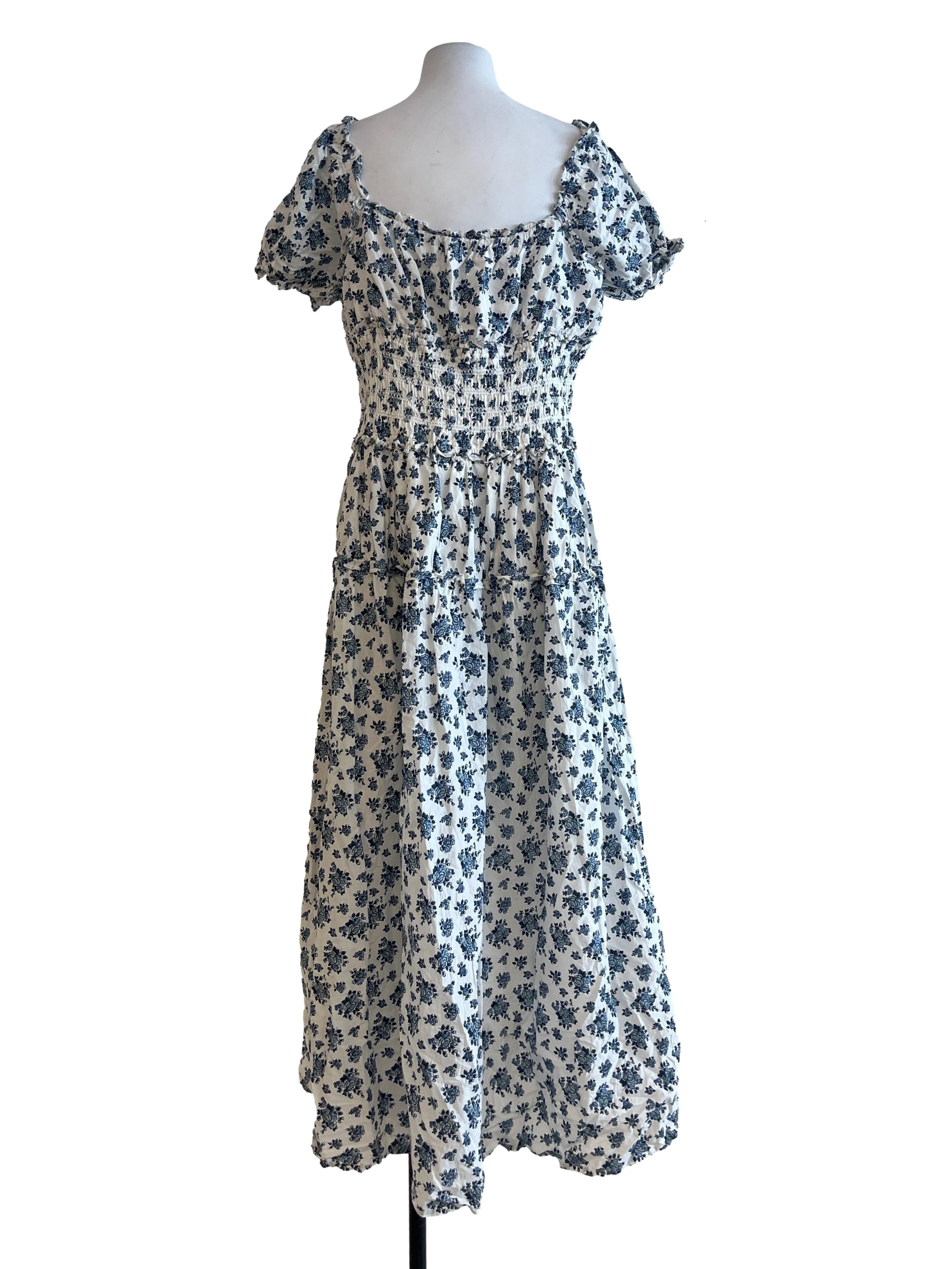 Cotton White Puff Sleeve Empire Dress CM