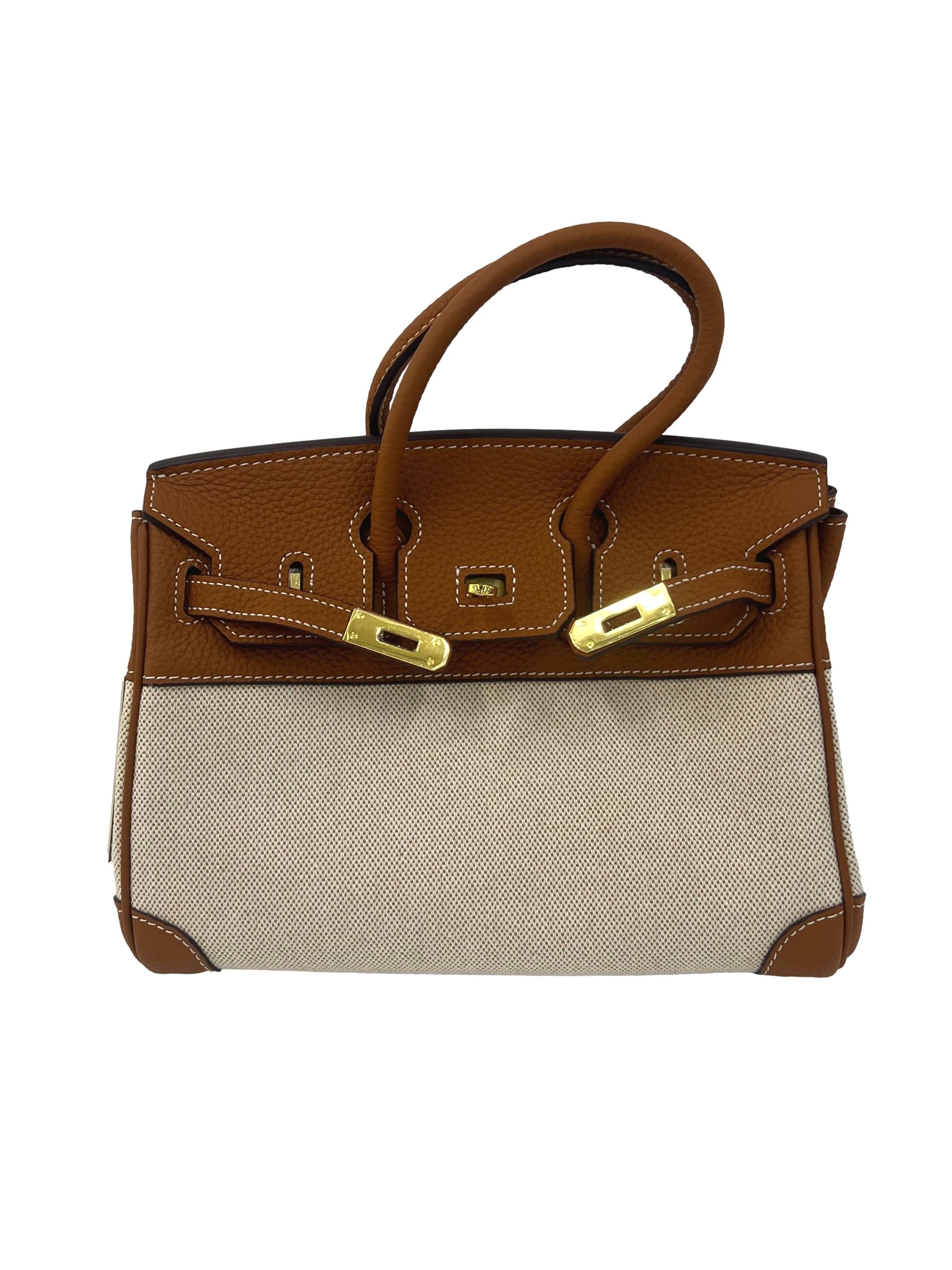 Brown Canvas Leather Satchel