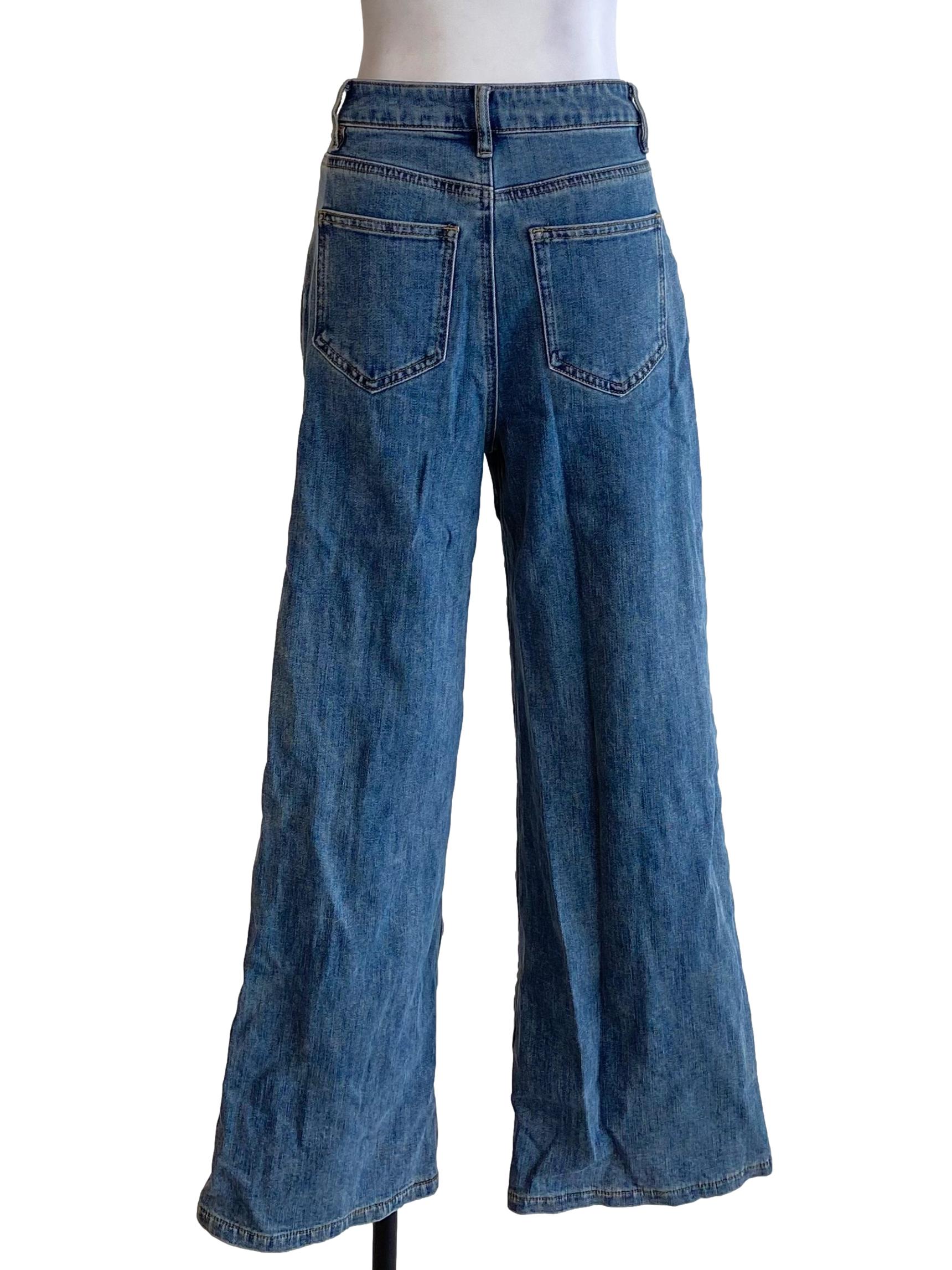 Cool Denim Blue Wide Leg Jeans