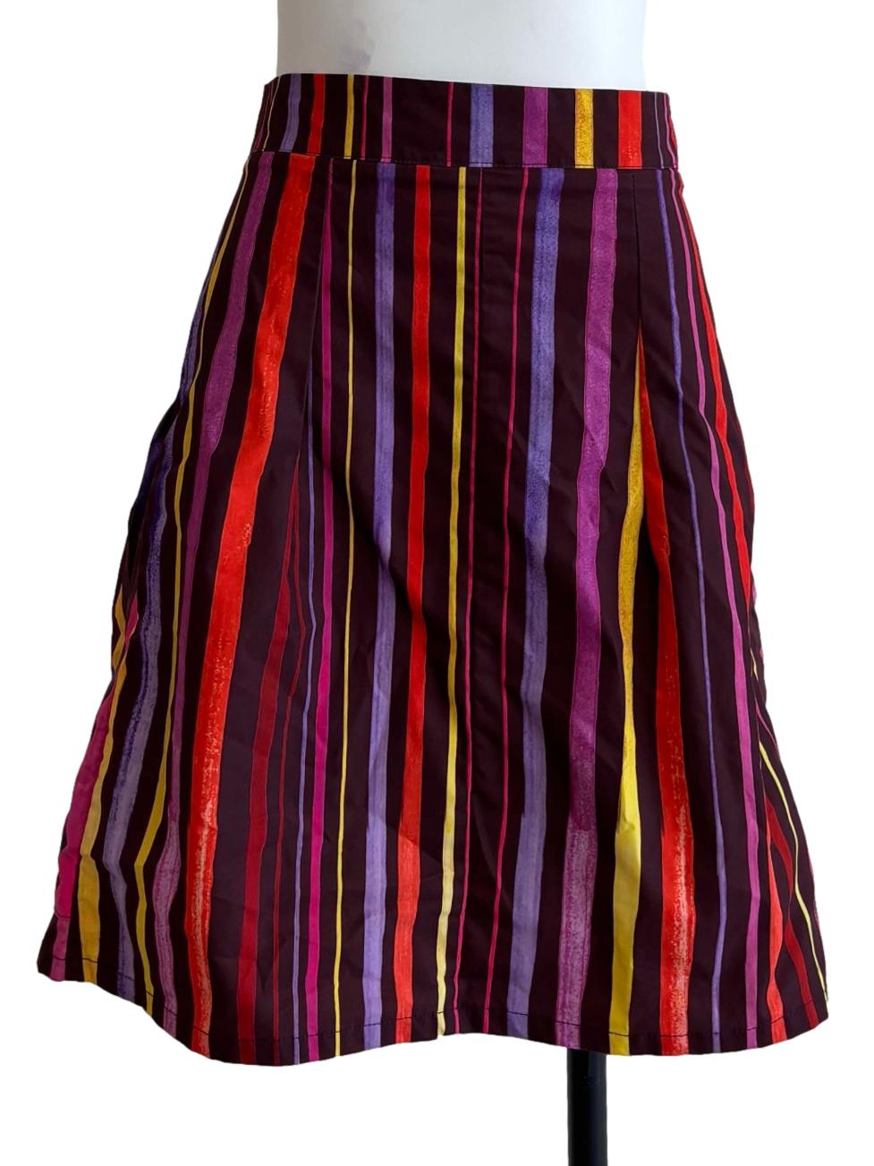 Sangria Purple Colourful Stripe Skirt