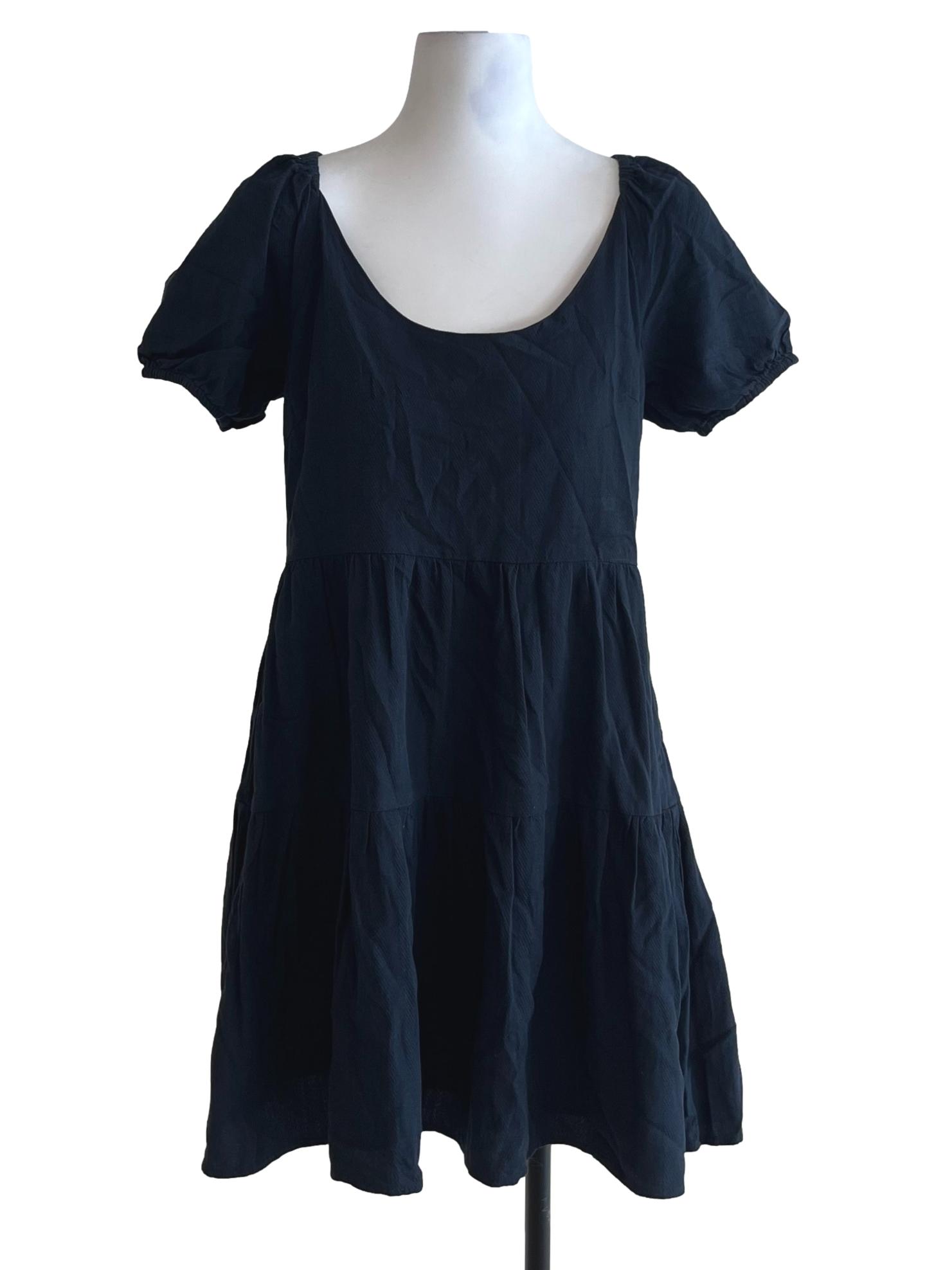 Navy Blue Scoop Neckline Empire Dress