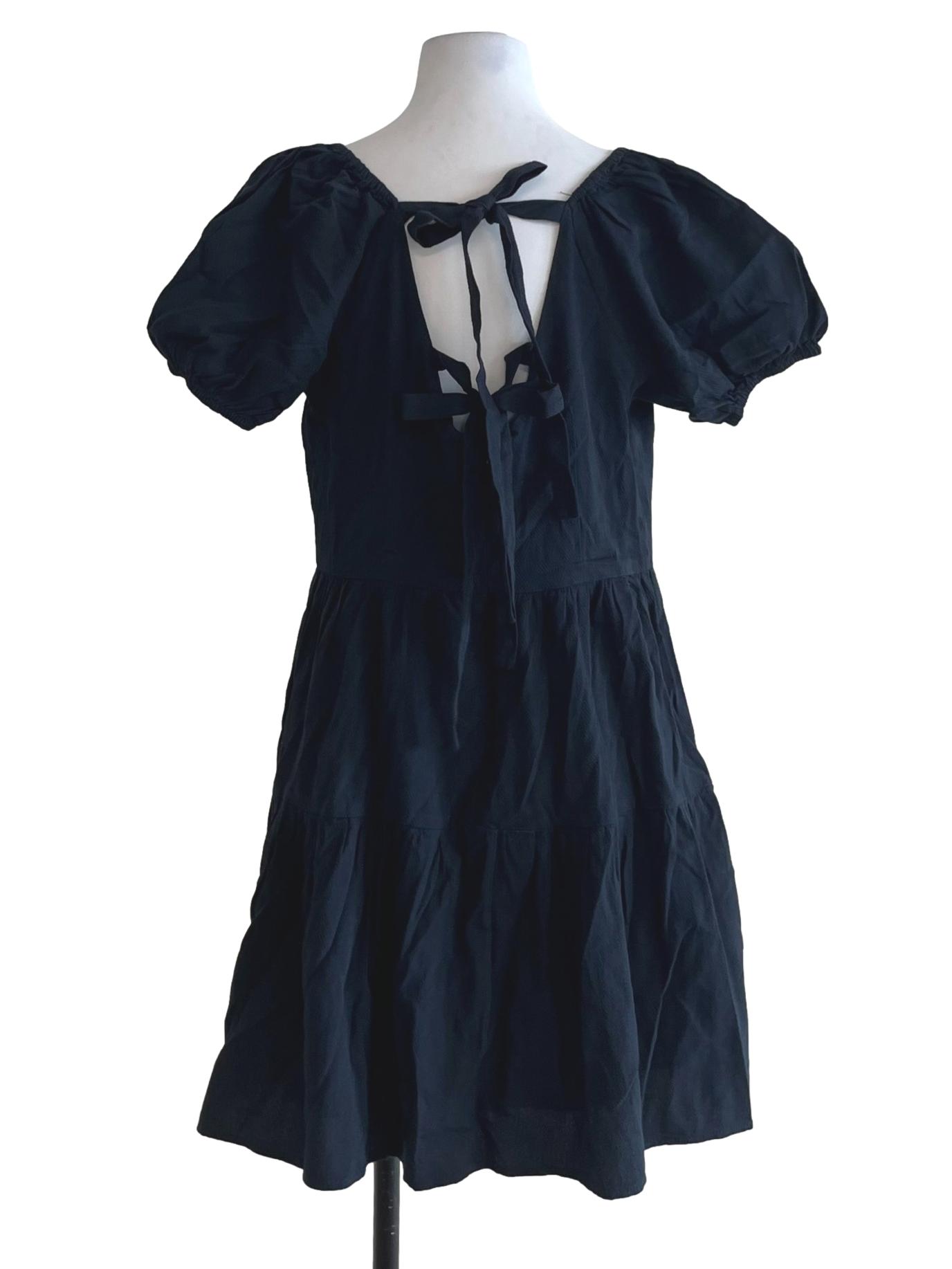 Navy Blue Scoop Neckline Empire Dress